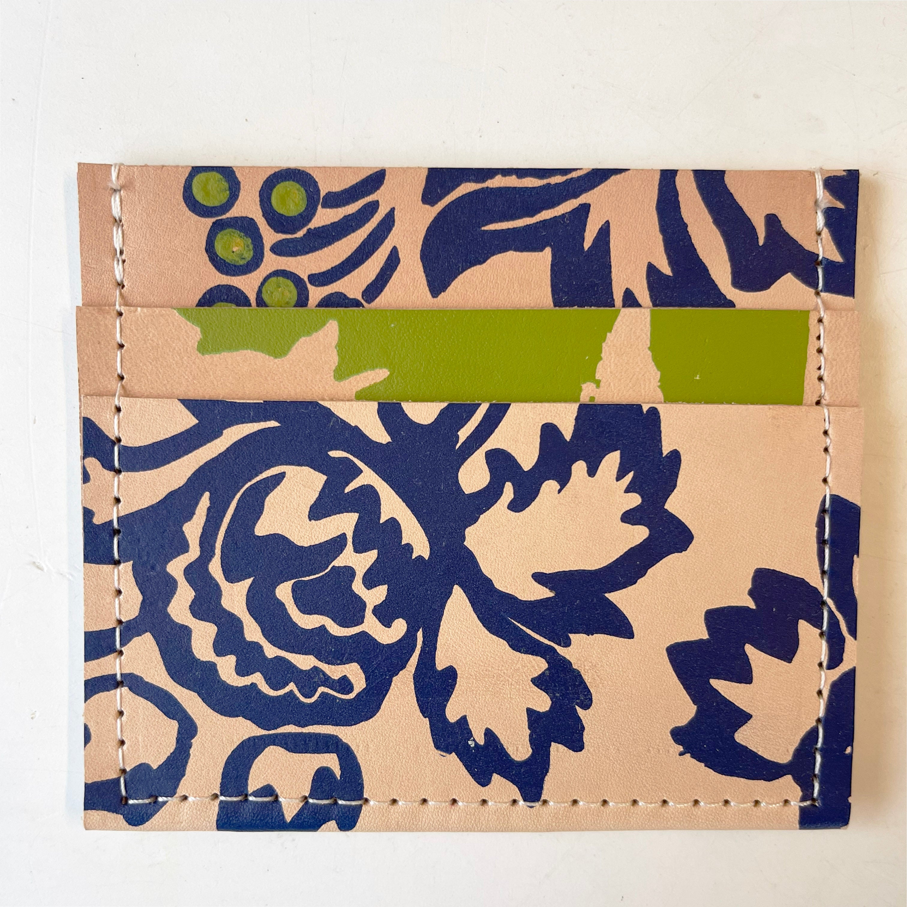 Navy Venus Leather Slim Card Wallet