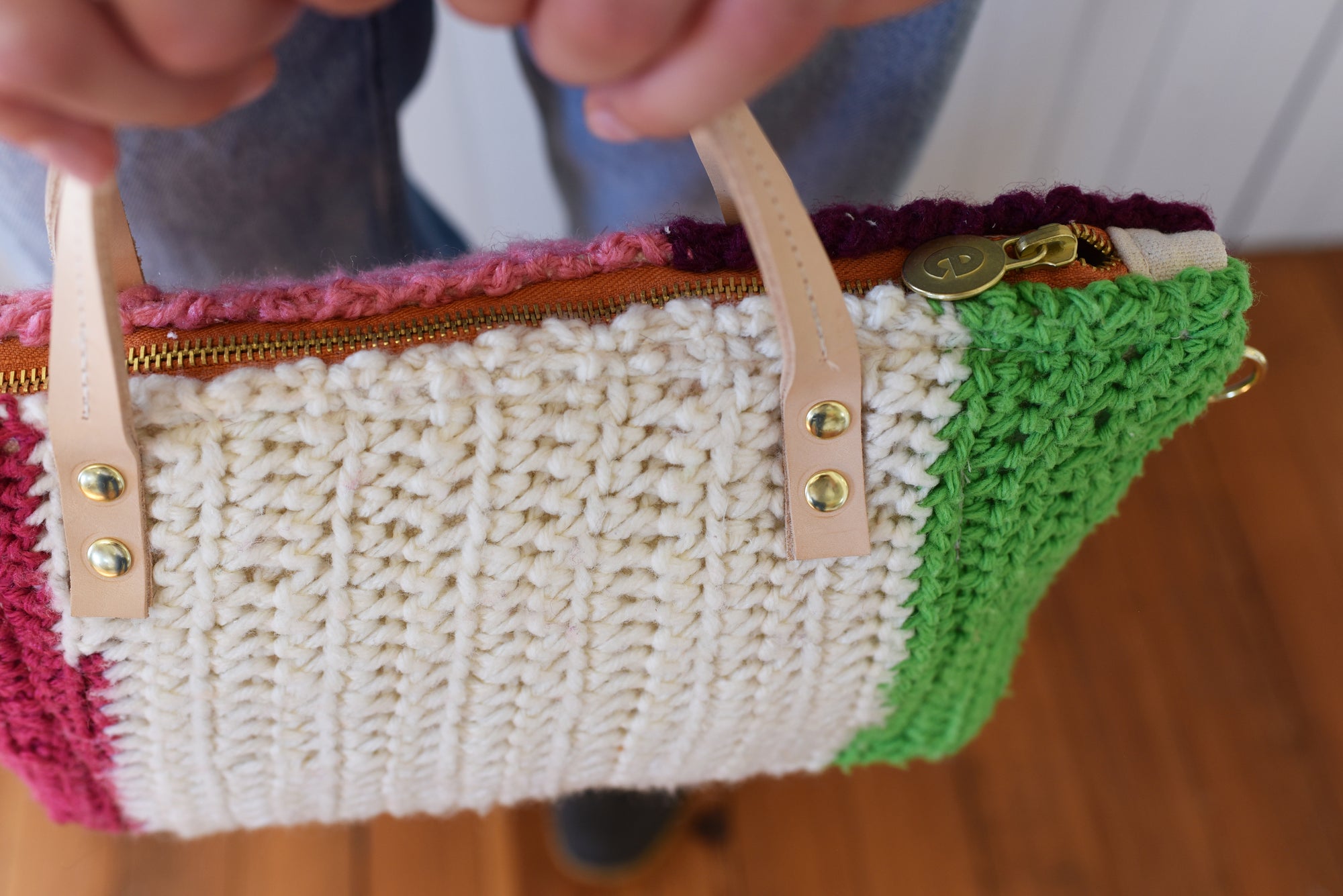 Multi Color Vintage Knit Blanket Satchel Bag - Small (JUST ONE!!!)