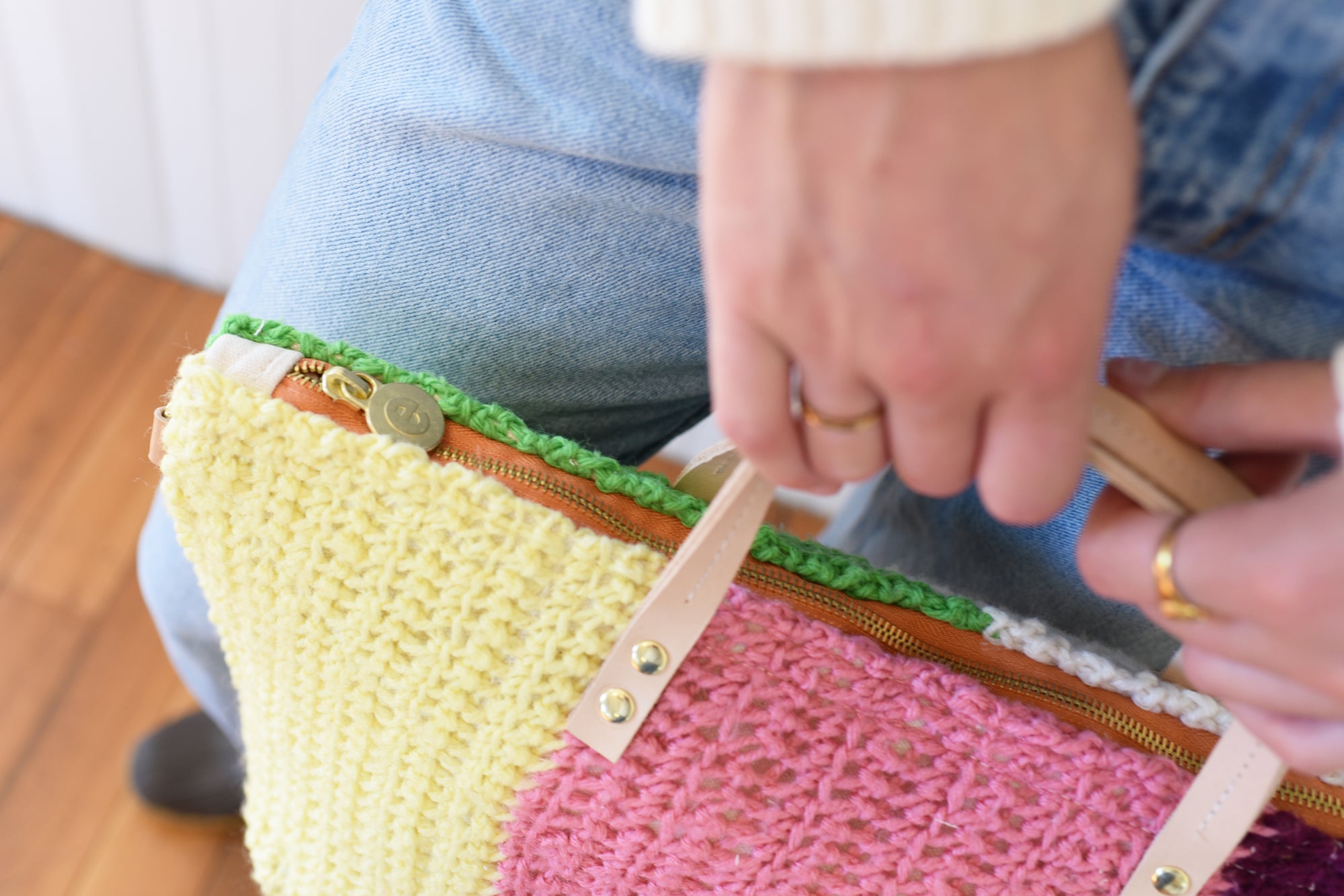 Multi Colored Vintage Knit Large Satchel (JUST ONE MADE!!!!)