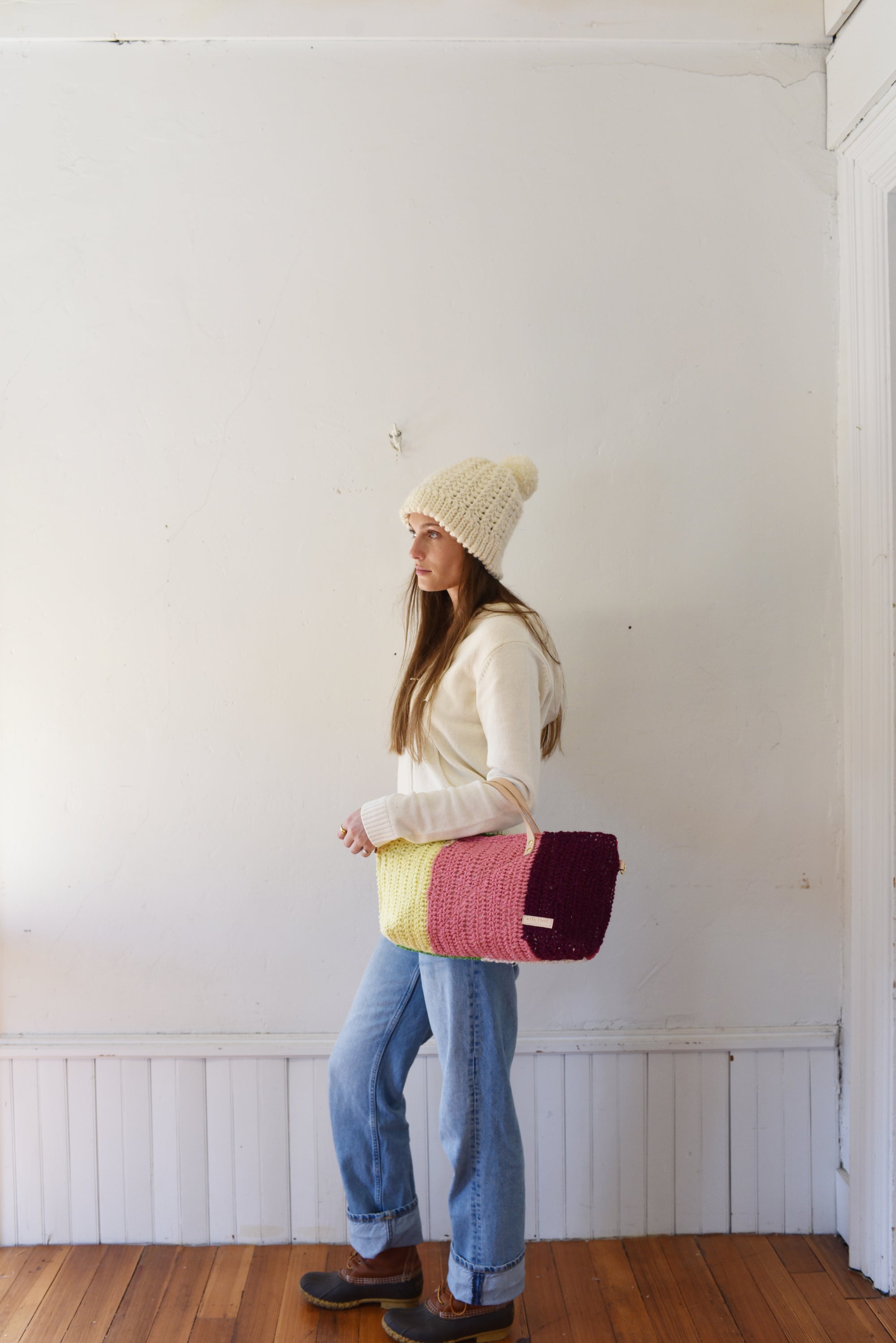 Multi Colored Vintage Knit Large Satchel (JUST ONE MADE!!!!)