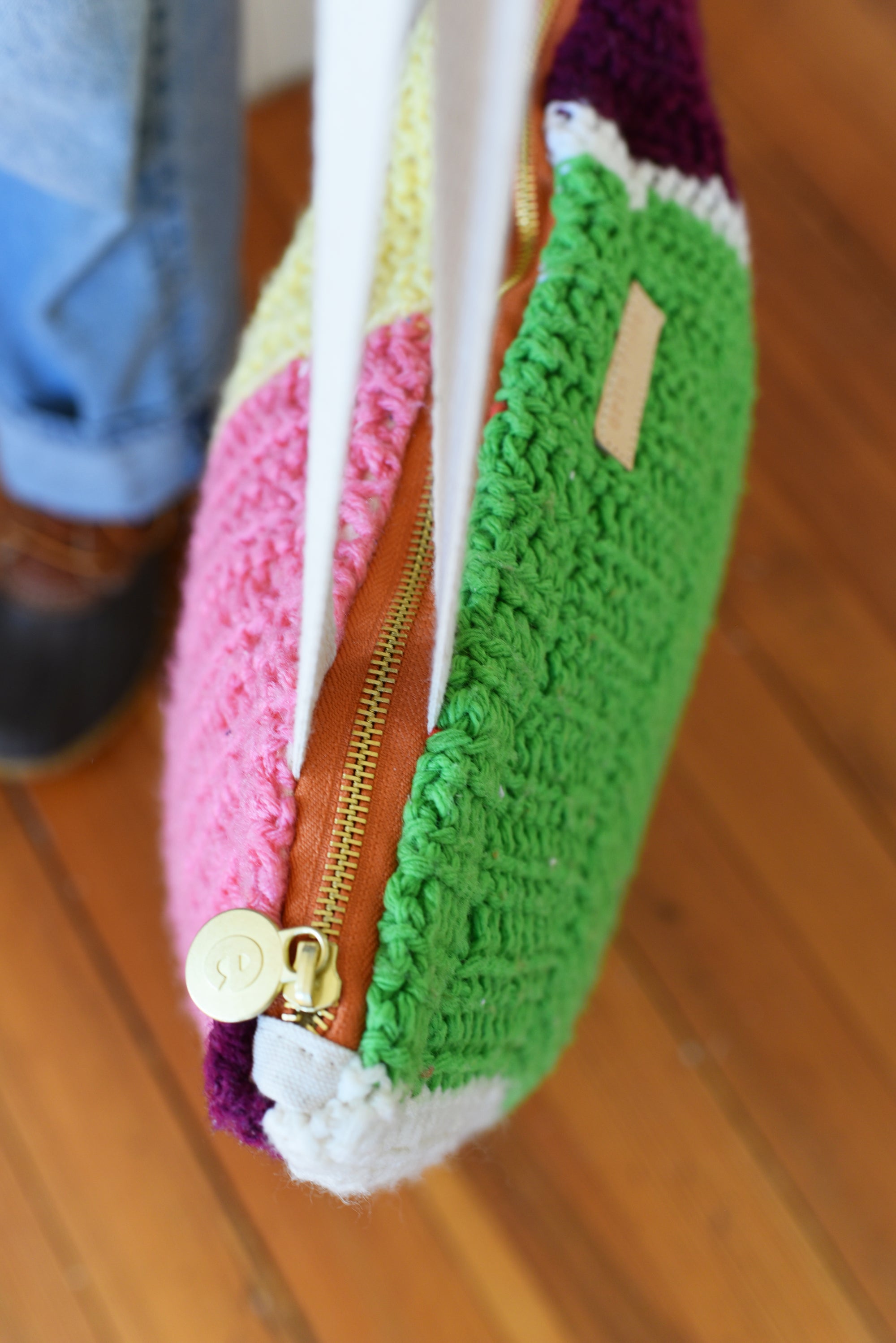Heavy Canvas Multi Colored Knitted Tote