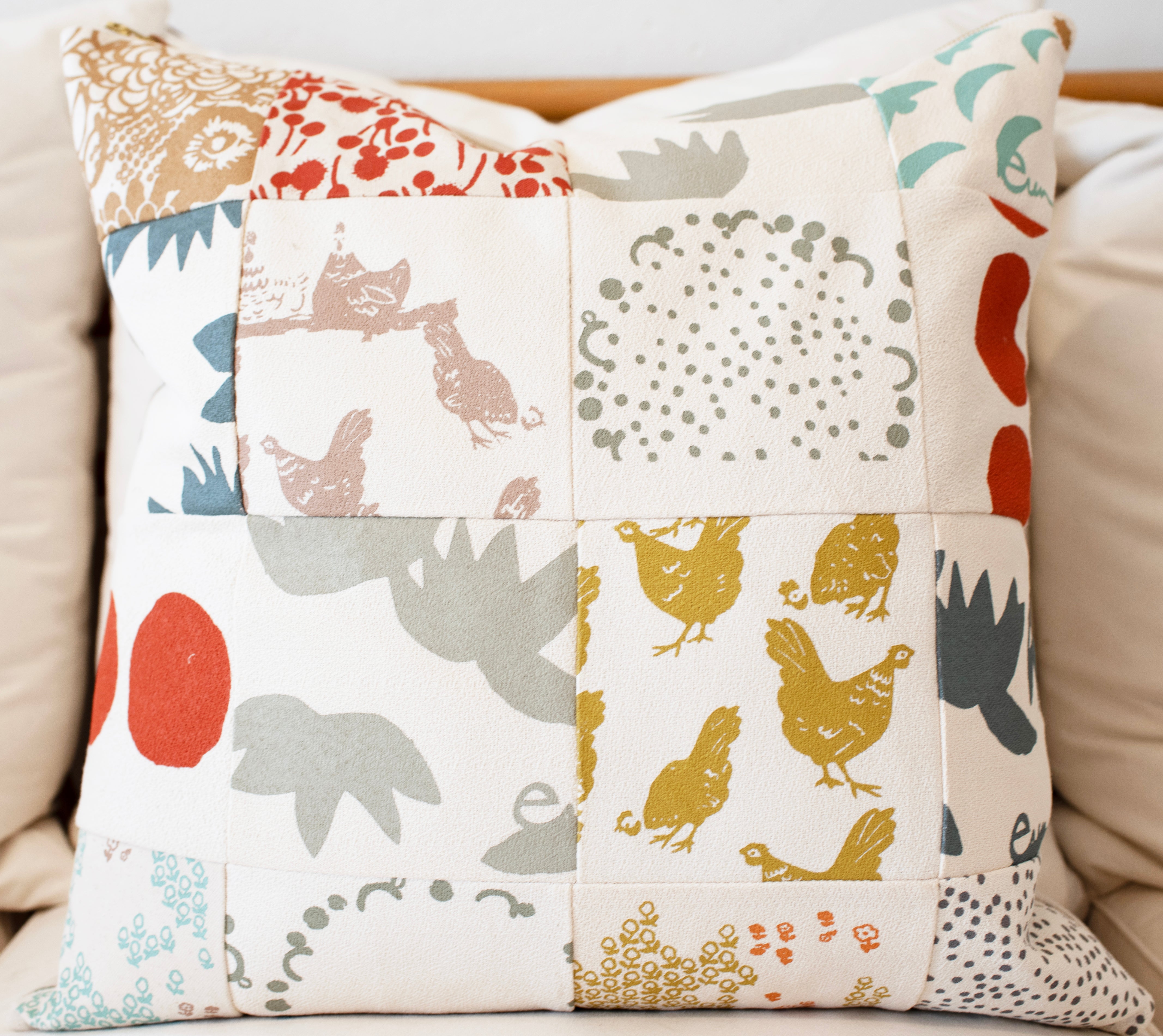 ONE OF A KIND PATCHWORK SOFT NEUTRALS + TOMATO + OCHRE