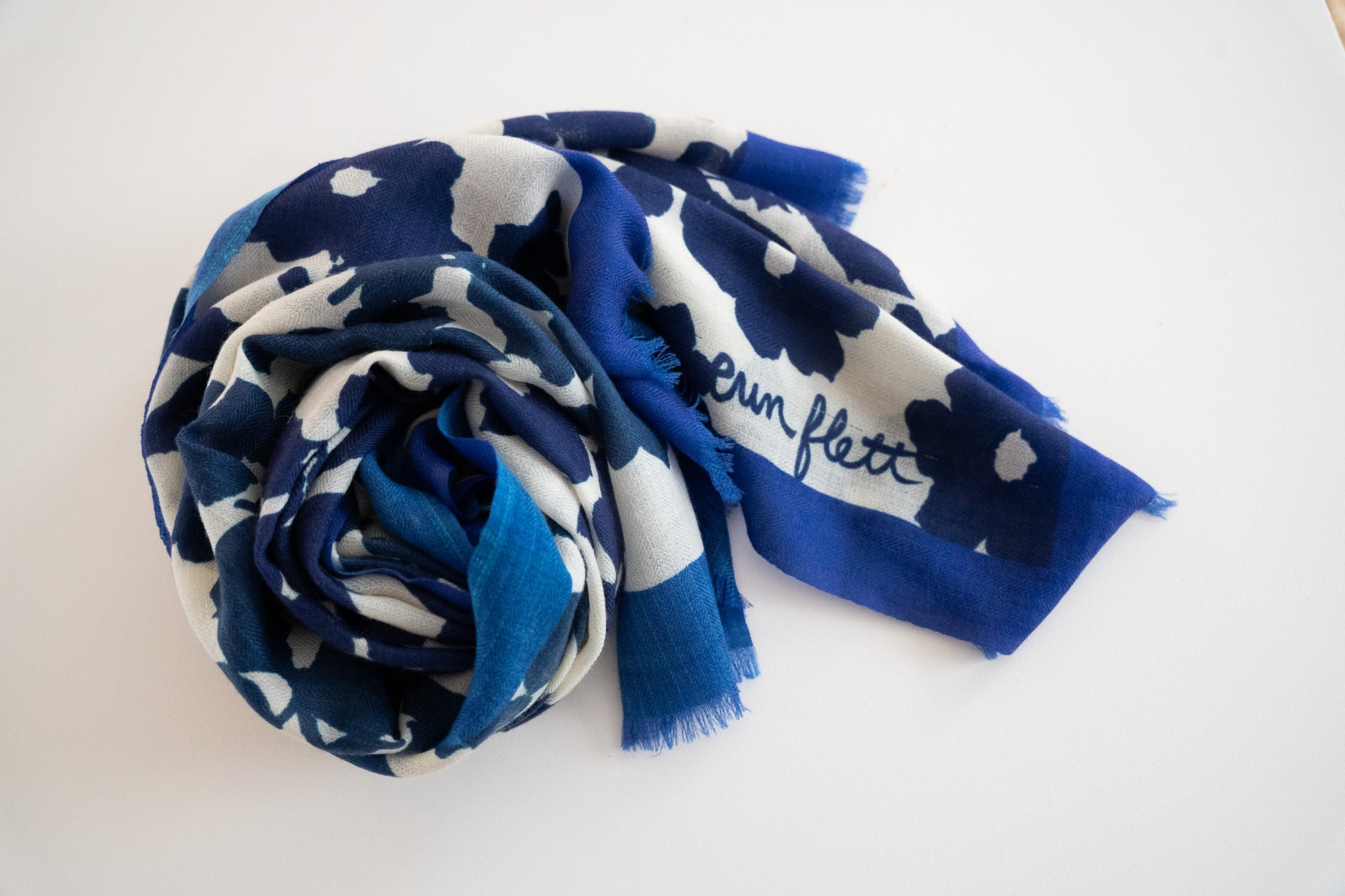 100% WOOL NAVY + ROYAL ANITA SCARF + GIFT BOX