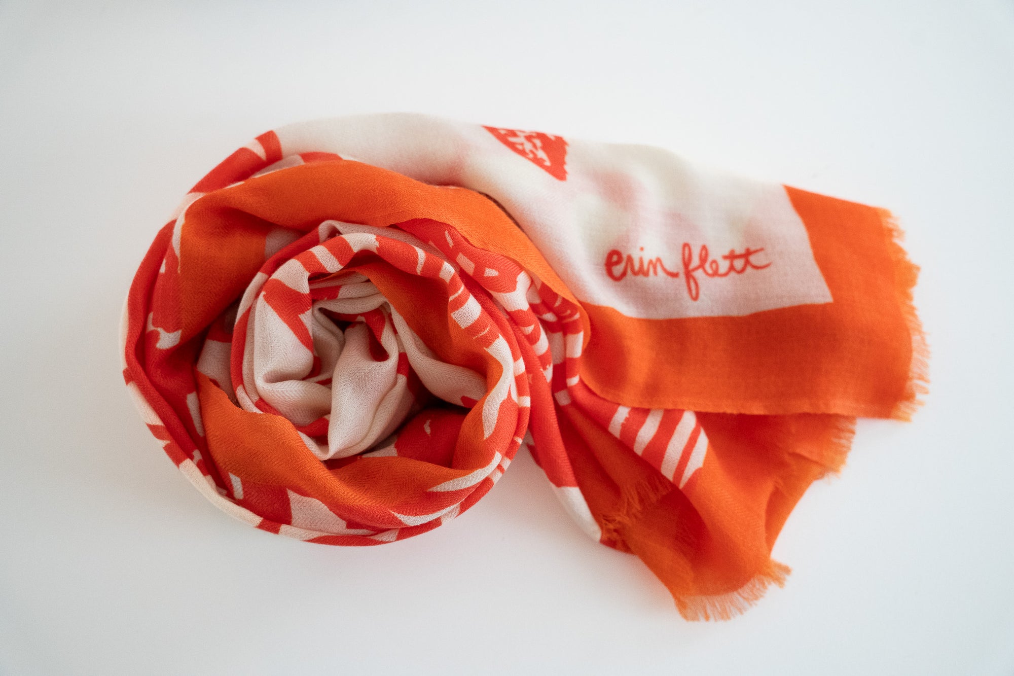 100% WOOL ORANGE FLAGGY MEADOW SCARF + GIFT BOX