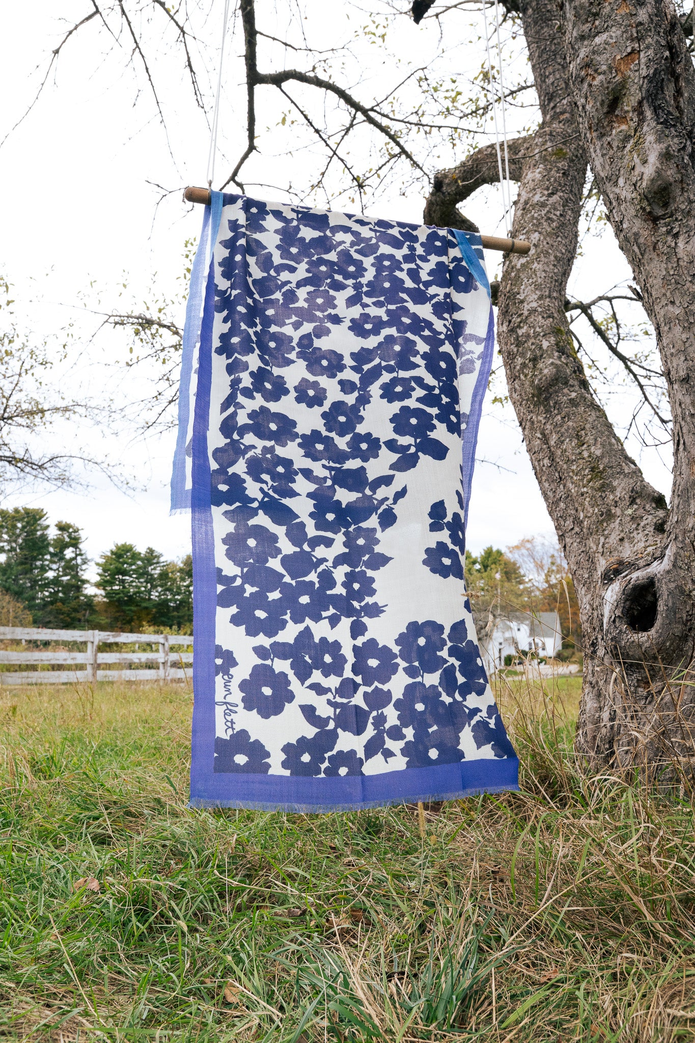 100% WOOL NAVY + ROYAL ANITA SCARF + GIFT BOX