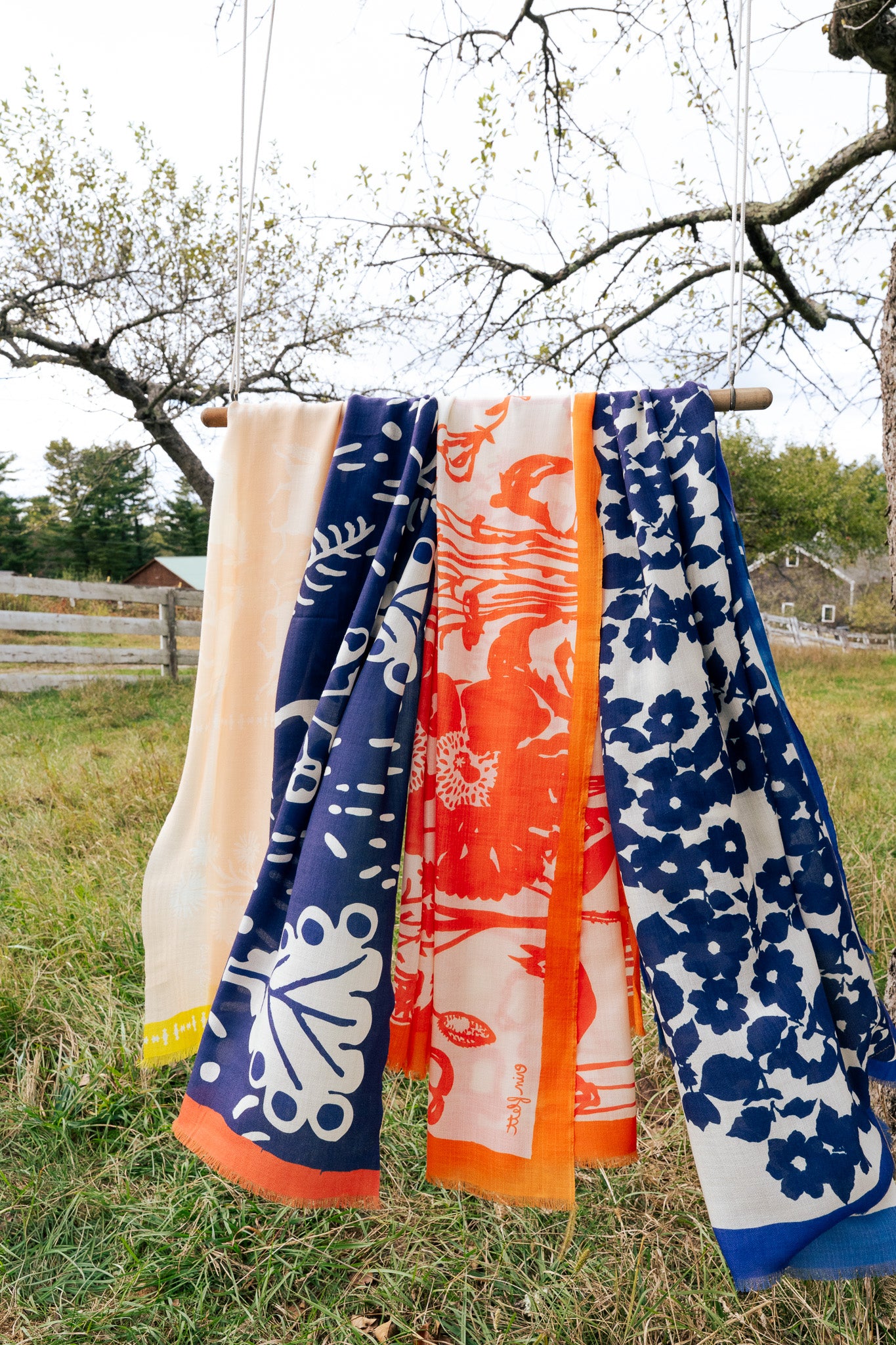 100% WOOL NAVY + ROYAL ANITA SCARF + GIFT BOX