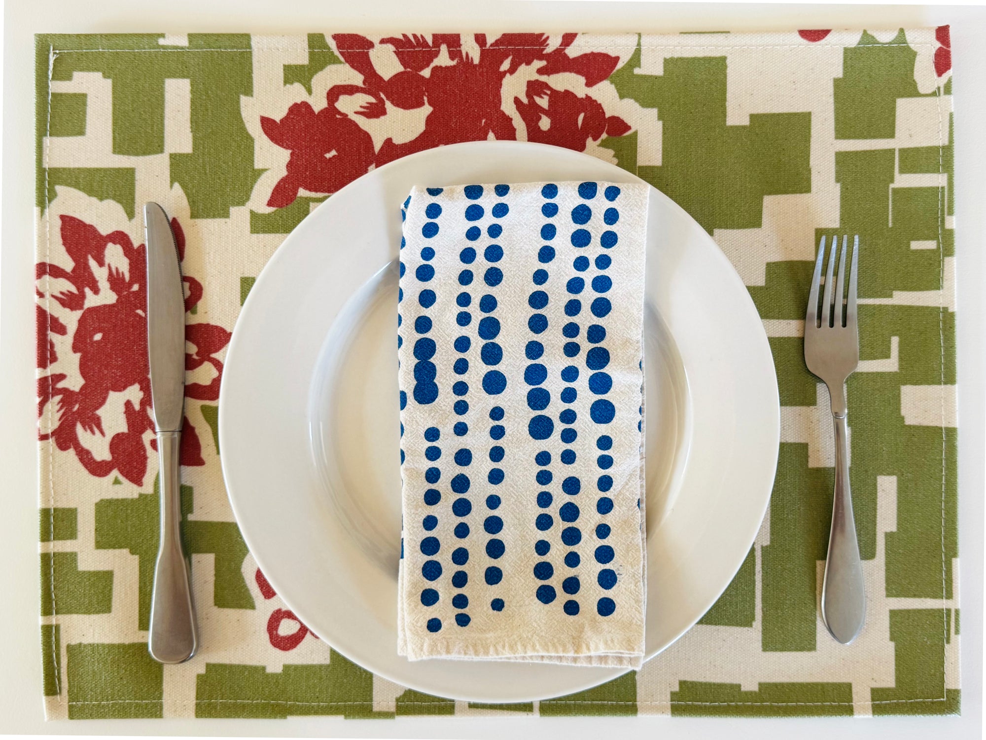 SET OF 4 PLACEMATS - LEMON + DARK SAND GEO