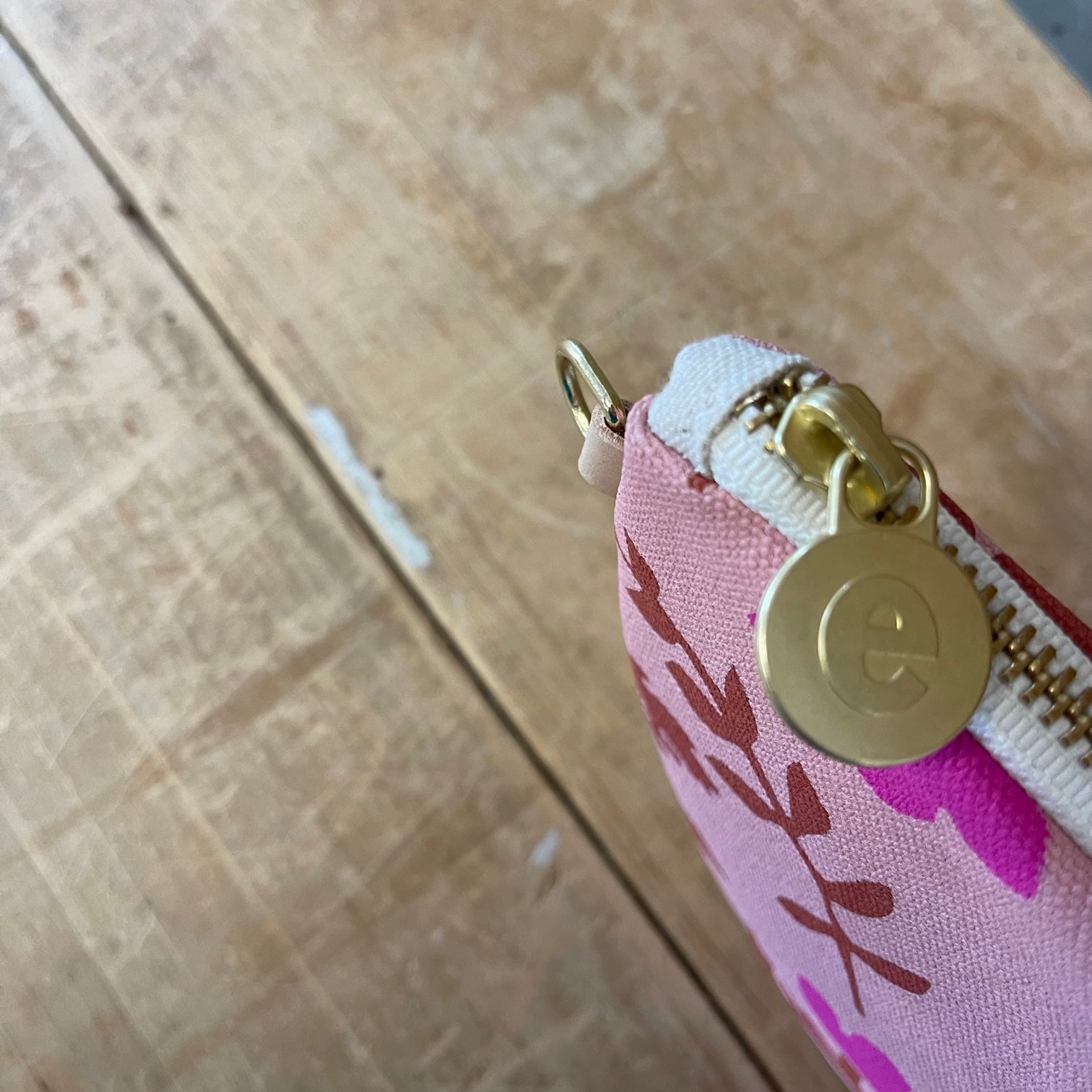 Pink Oak Rose Half Moon Bag