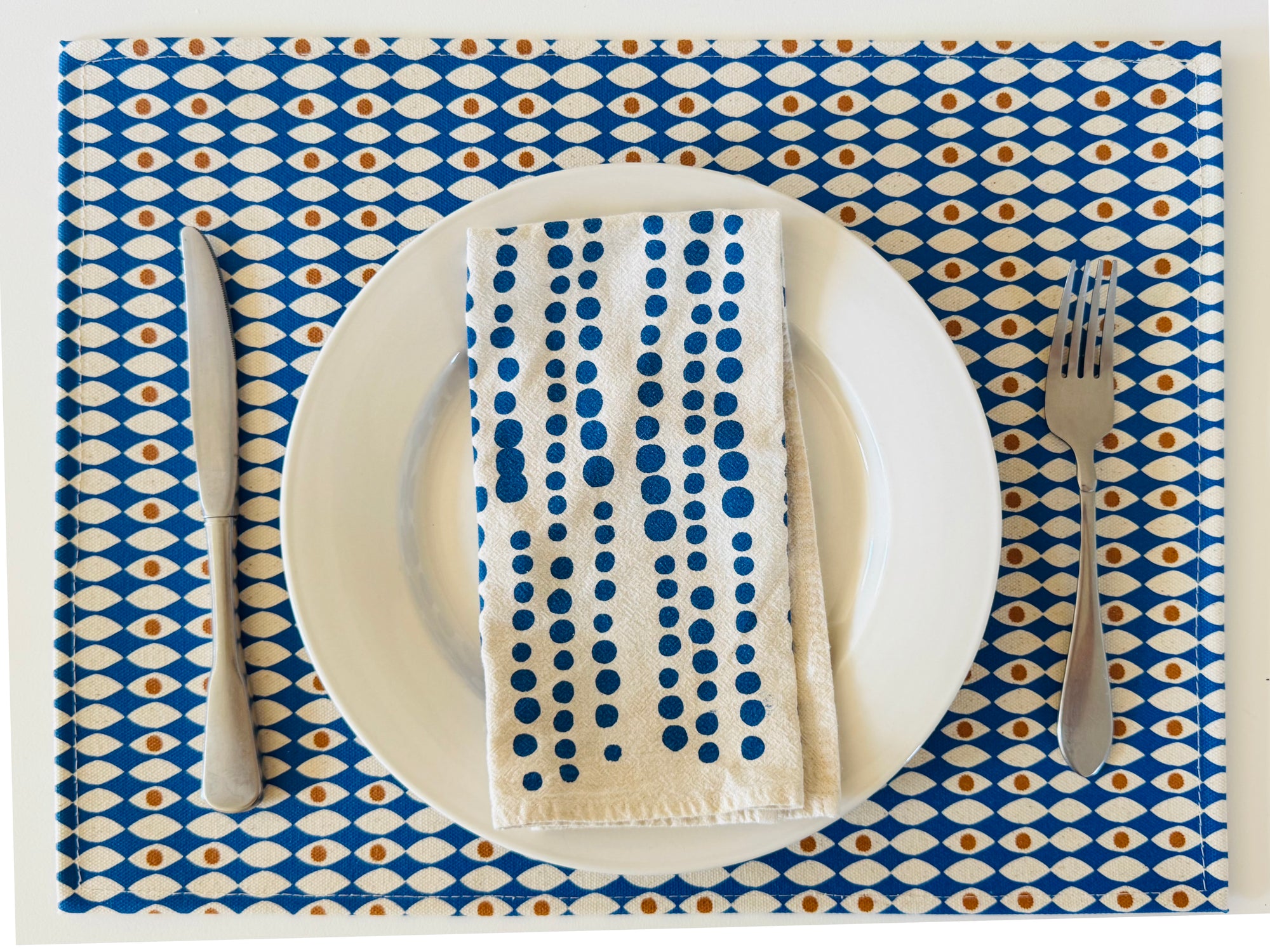 SET OF 4 PLACEMATS - ROYAL BLUE THIRD EYE
