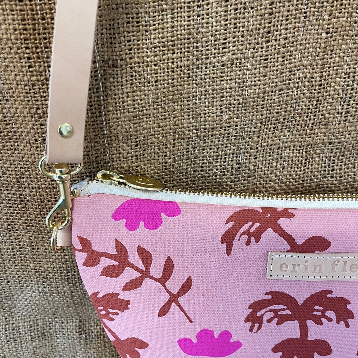 Pink Oak Rose Half Moon Bag