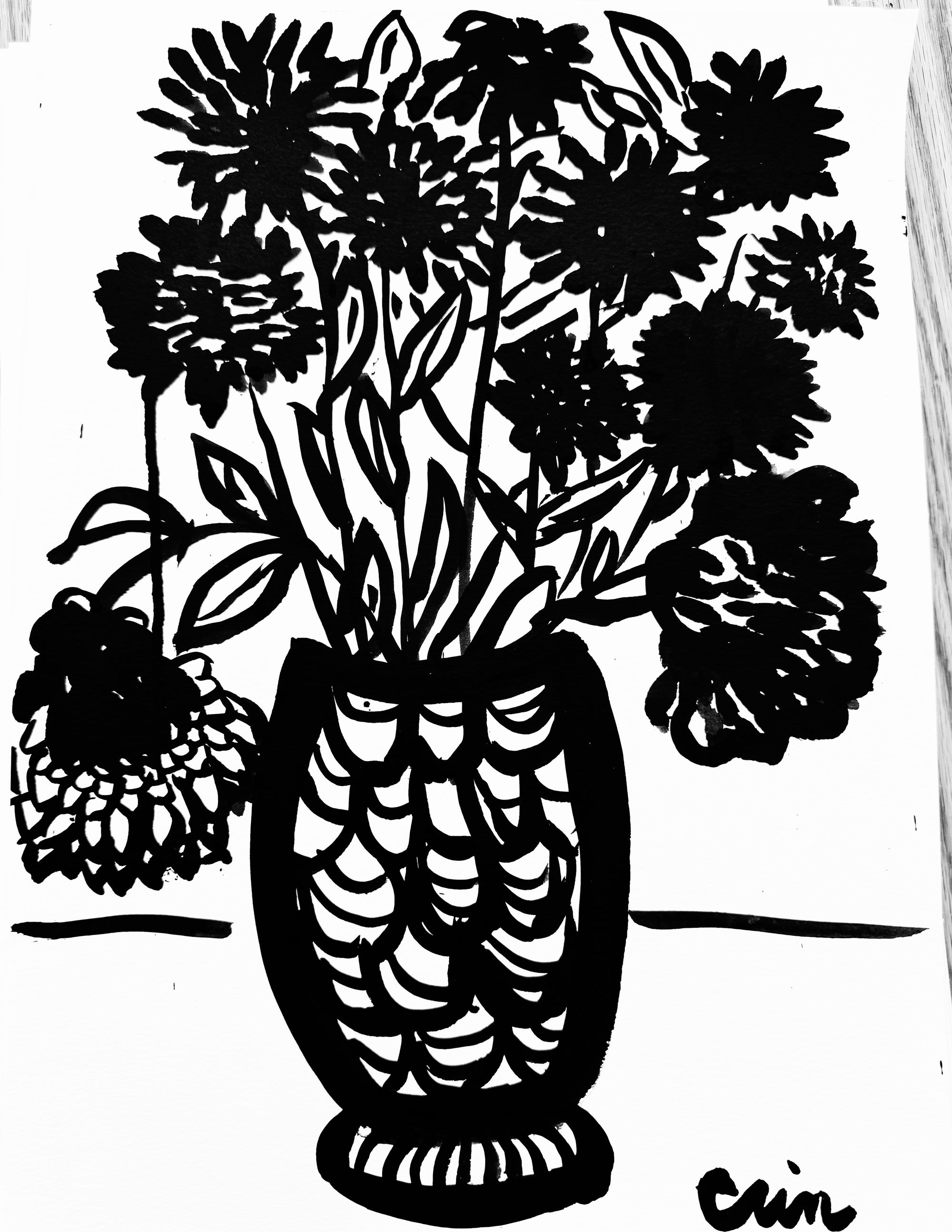 ASTERS IN VASE GICLEE PAPER ART PRINT