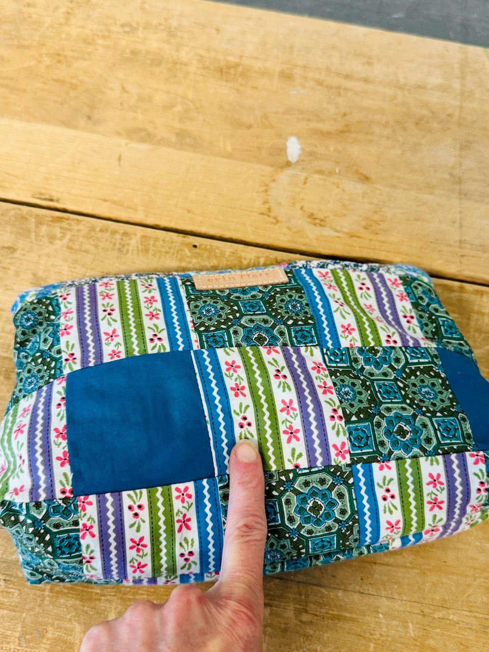 Vintage Laura Pouch - Patchwork with Blues2