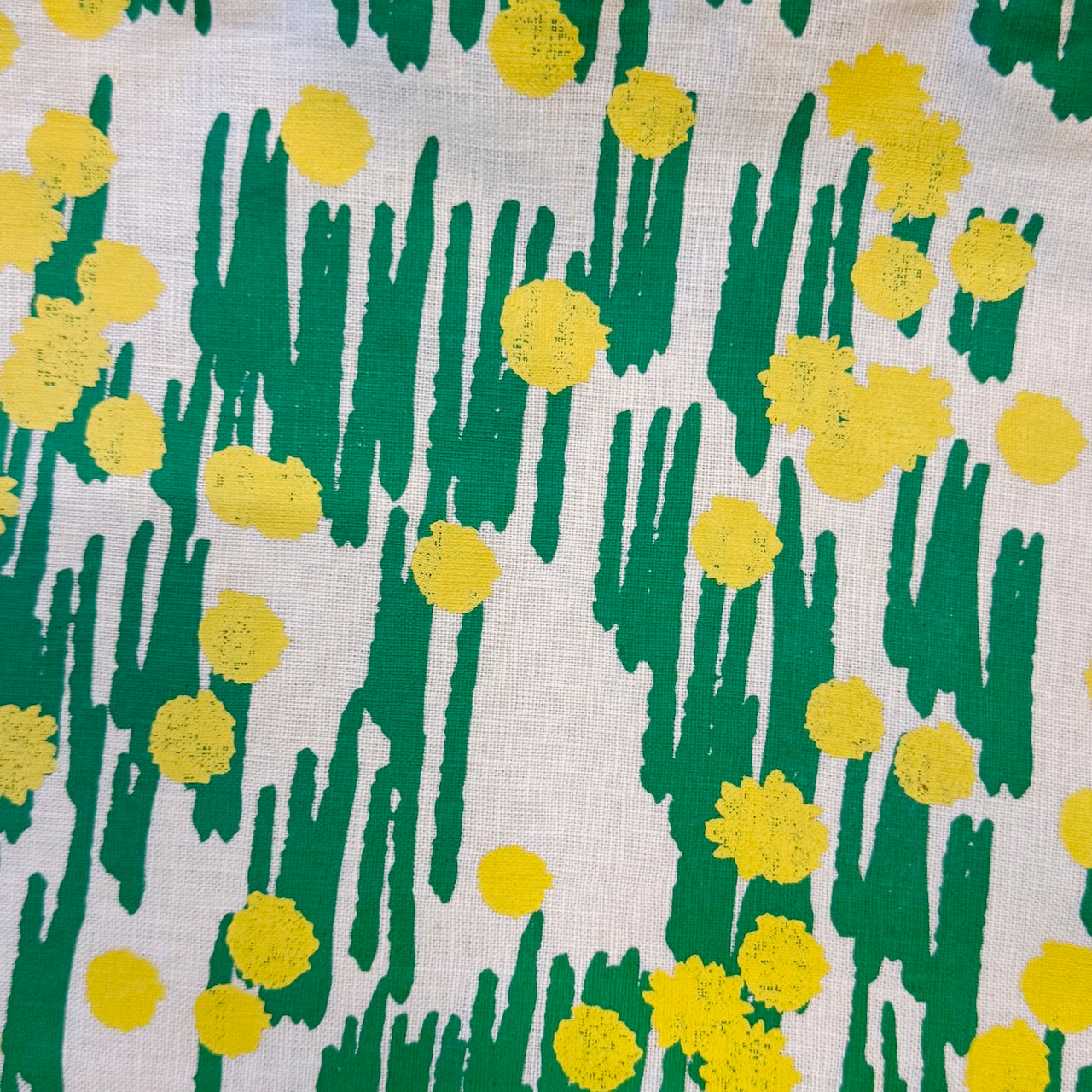 Oat Linen Kelly and yellow Meadow Lumbar Pillow Cover