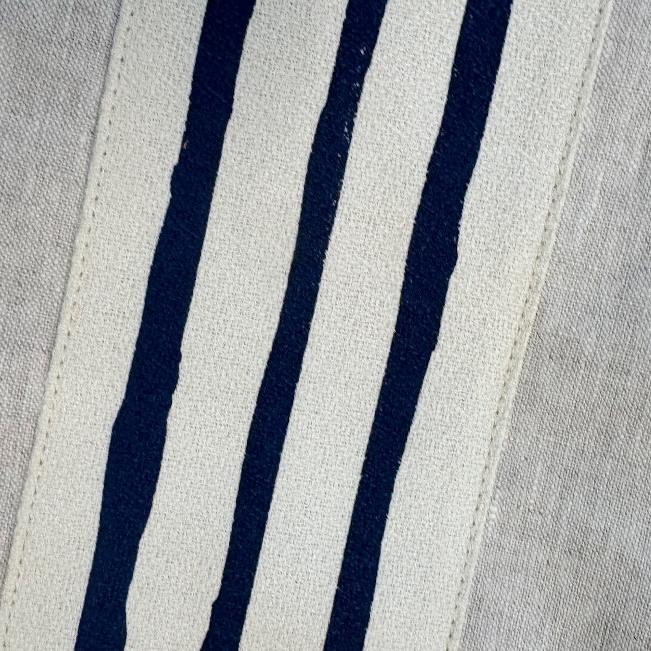 3 Line Navy Stripe Lumbar Band Oat Linen Lumbar