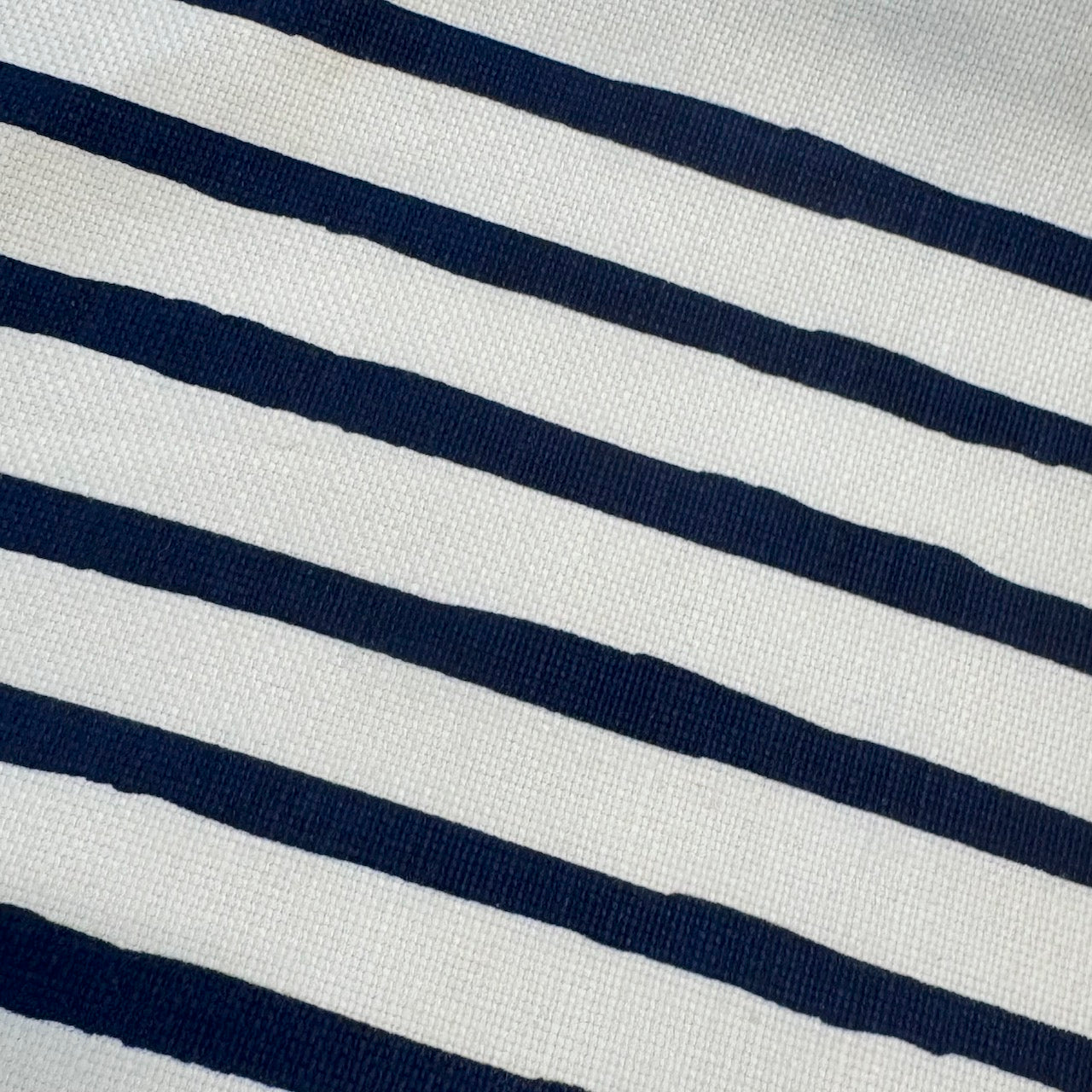 Super Luxe Off White BELGIUM LINEN 6 Line Navy Stripe Lumbar Cover