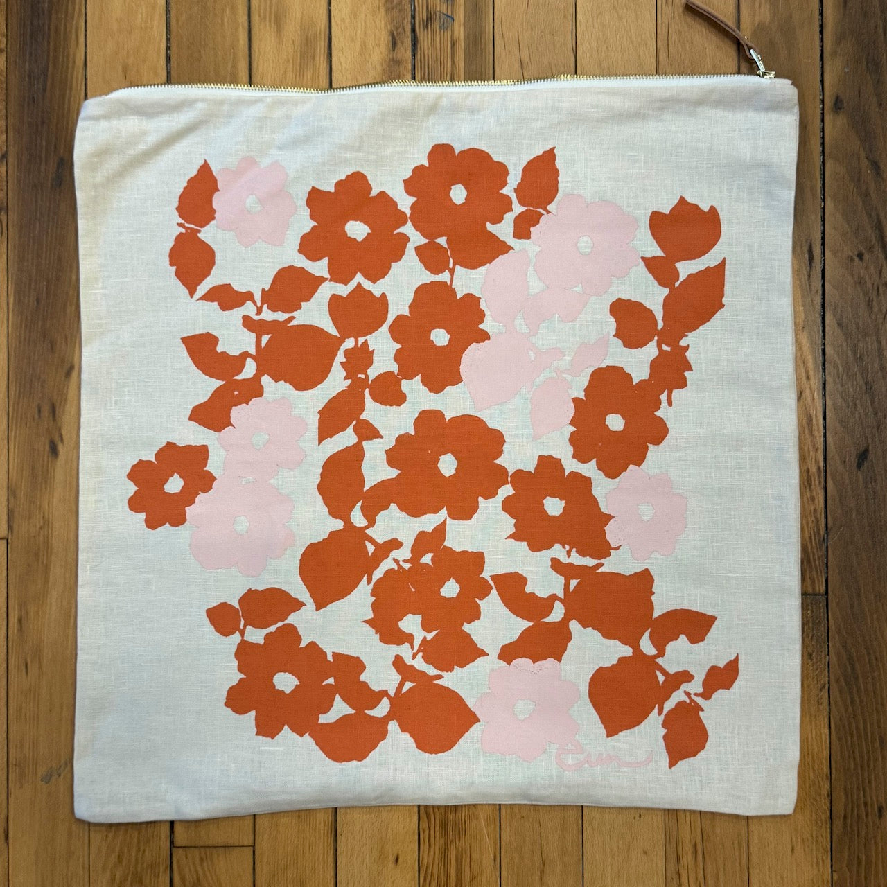 20x20 Natural Linen Anita Anthro Orange + Blush