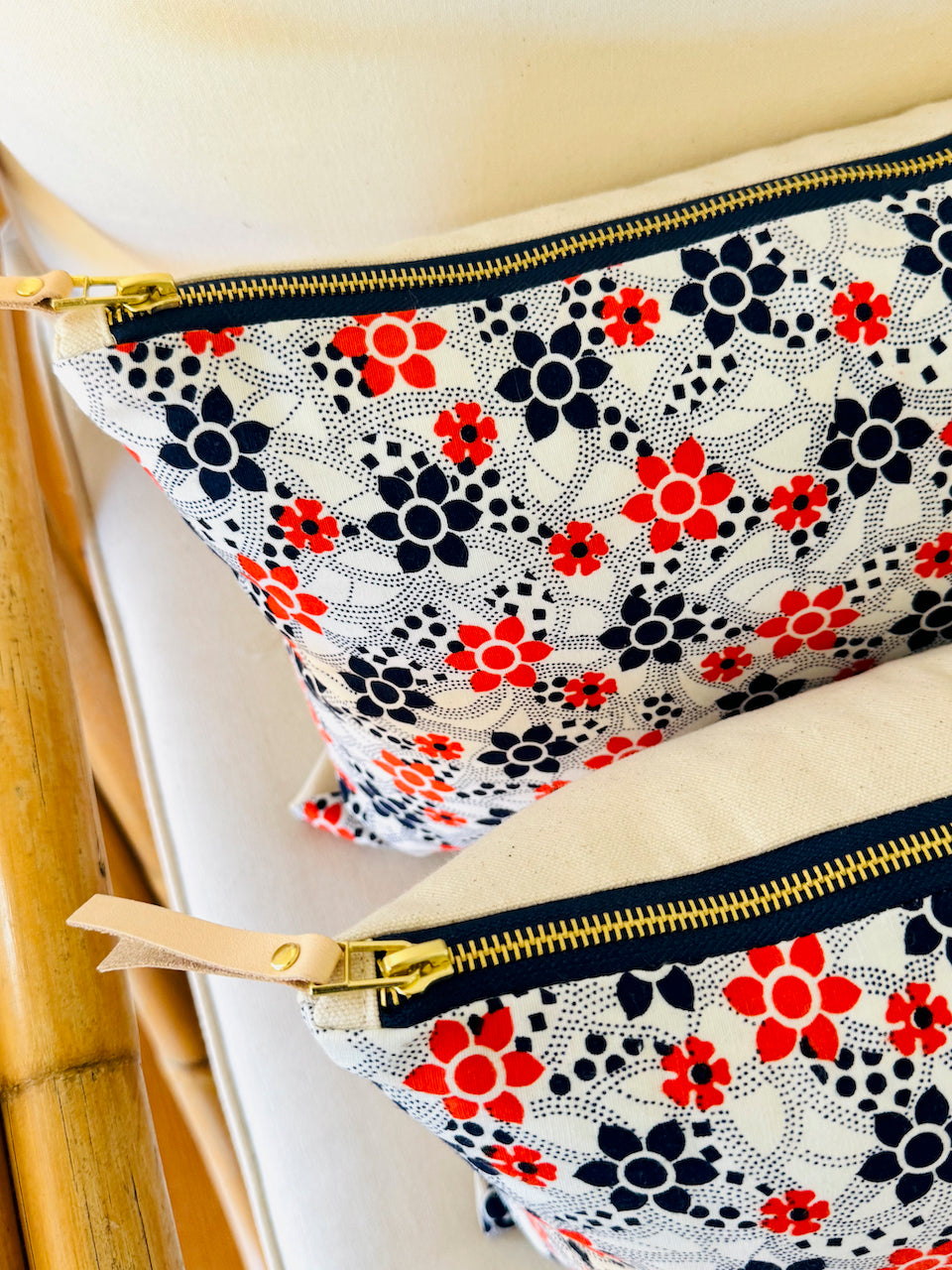Vintage orange and navy Cotton Lumbar Pillow Cover (Erin's FAV!!!)