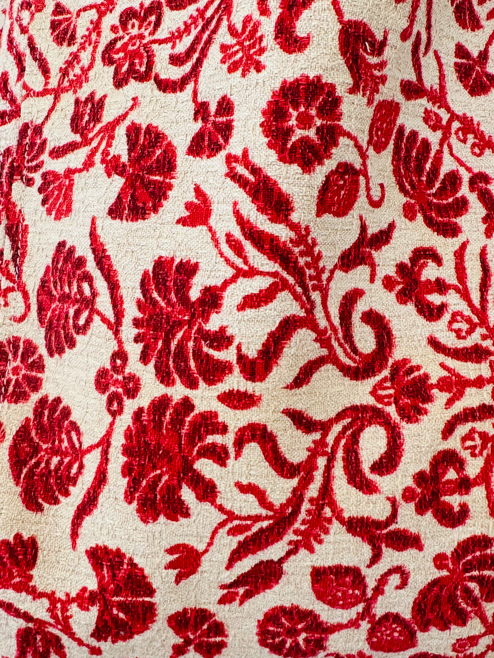 Vintage Satchel Bag - Large French nubby Cotton Linen + Erin Print Inside