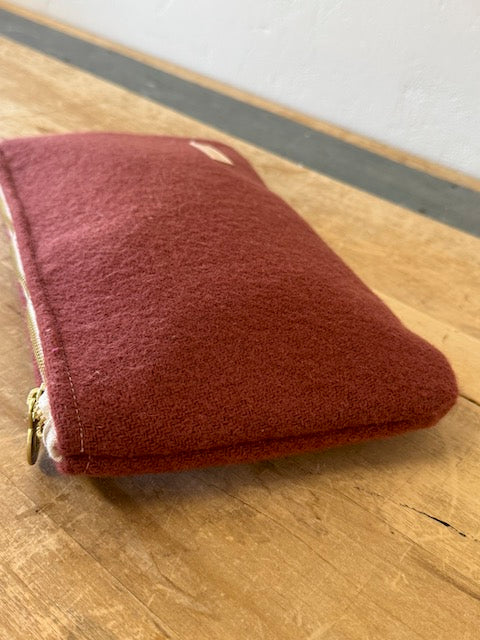 Vintage Burgundy Wool Clutch - Erin print inside