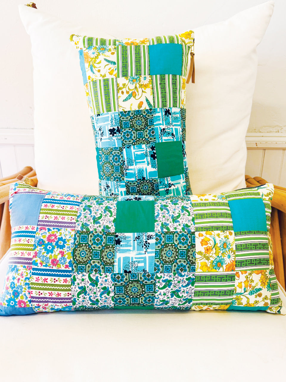 Vintage patchwork Cotton Lumbar Pillow Cover