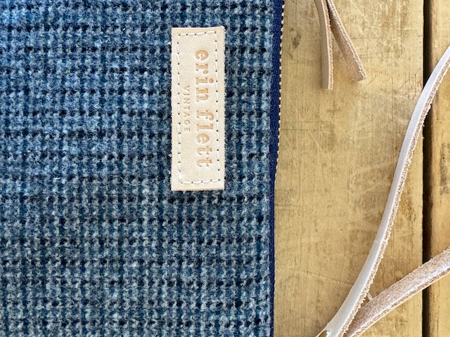 Vintage Wool Ellie Wristlet - Blue Tweed 2