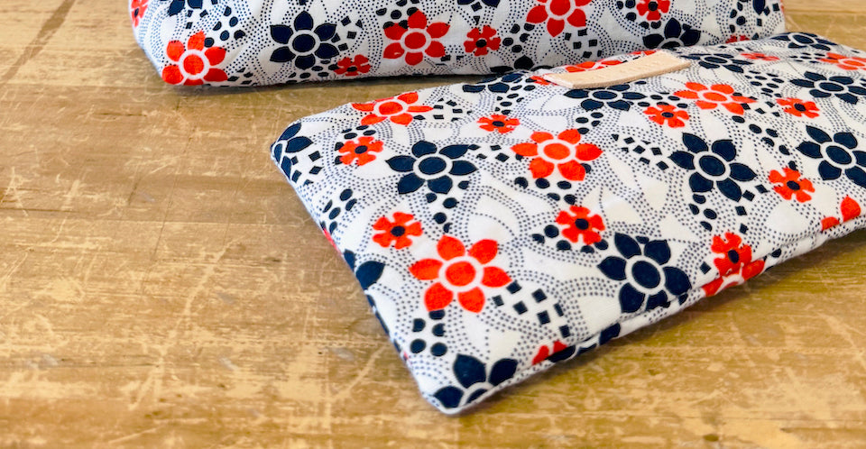 Vintage orange and navy floral pencil zip - Erin print inside (MY FAV)