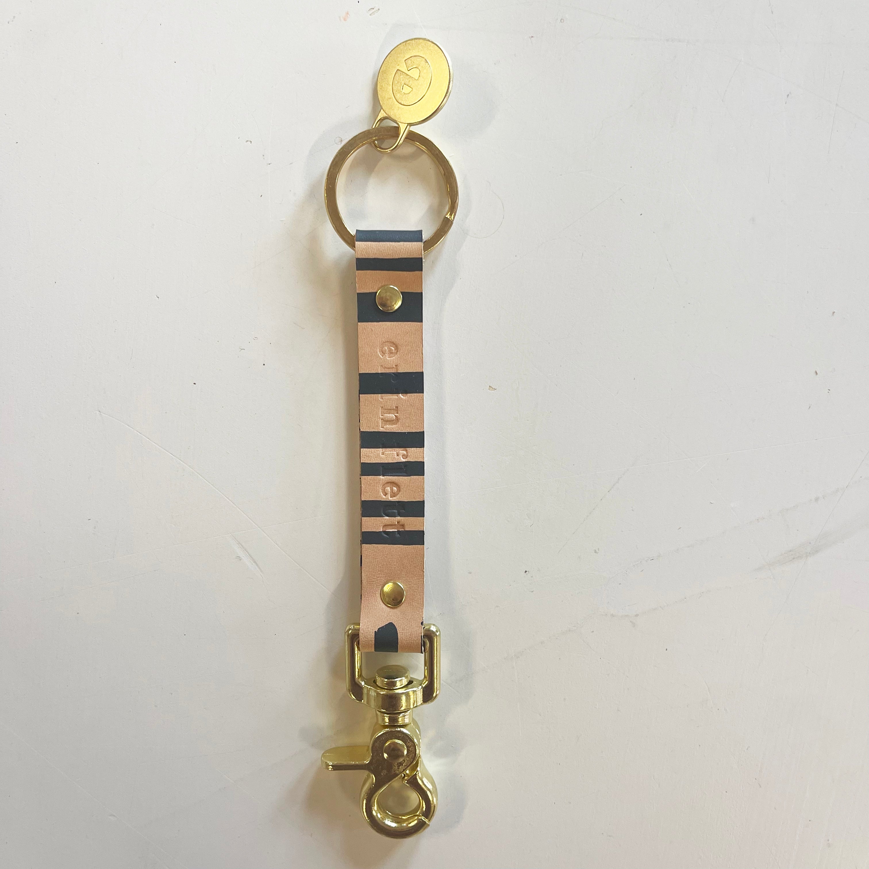 Worn Black Brush Leather Keychain