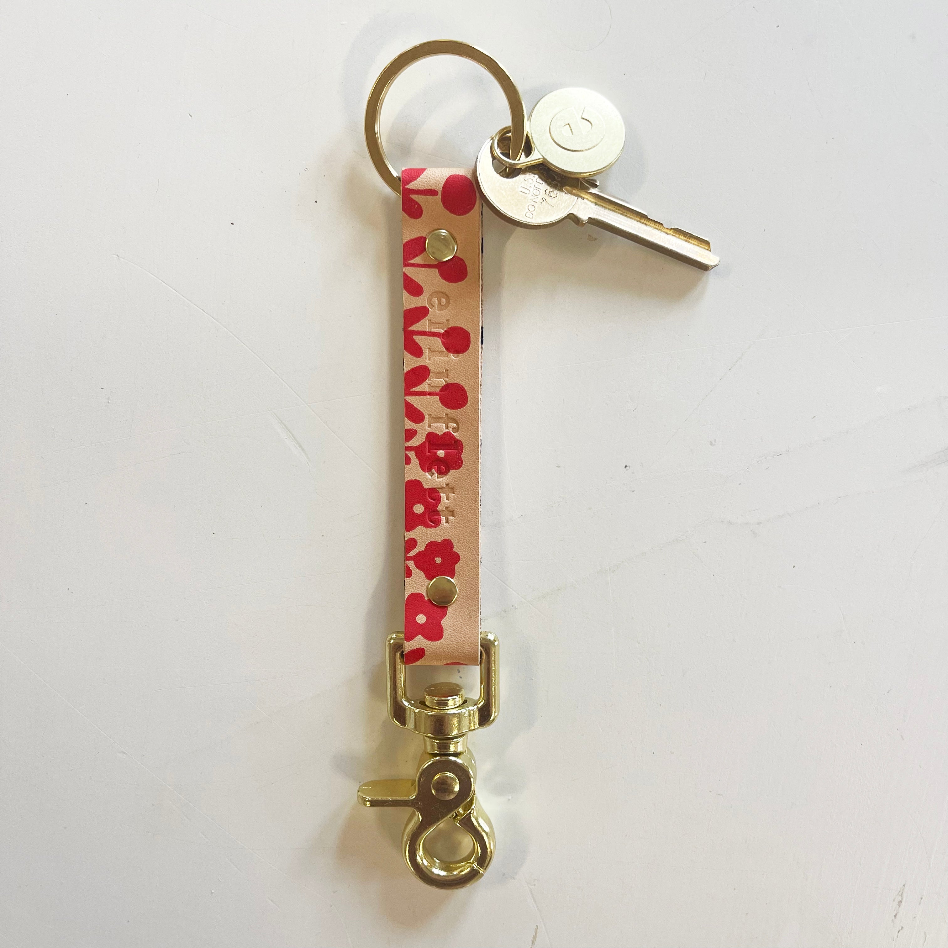 Red Scandi Leather Keychain