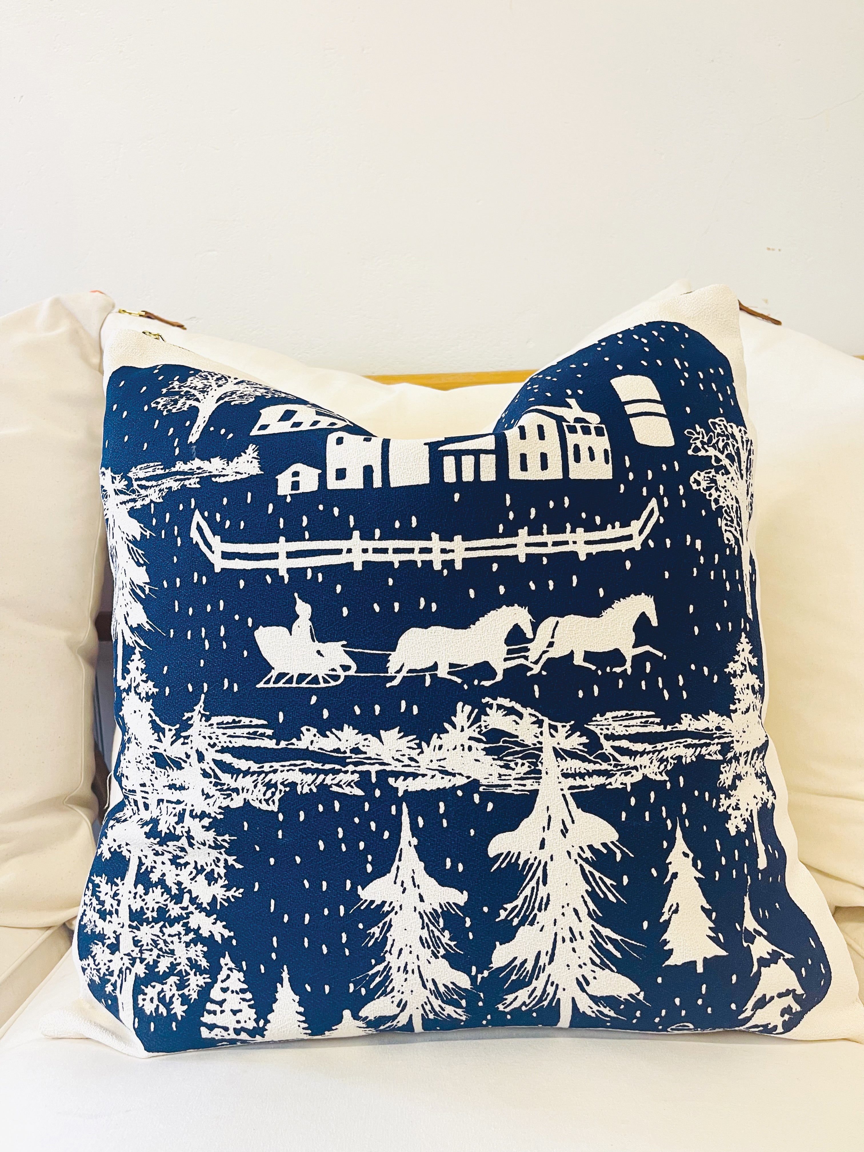 FARMHOUSE TOILE WINTER PILLOW COVER 20X20