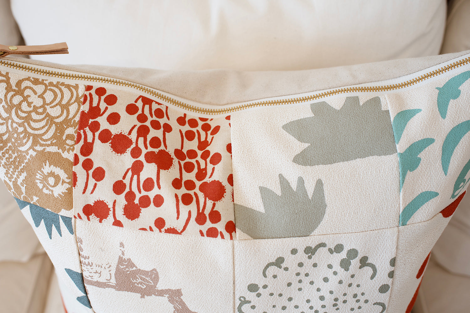 ONE OF A KIND PATCHWORK SOFT NEUTRALS + TOMATO + OCHRE