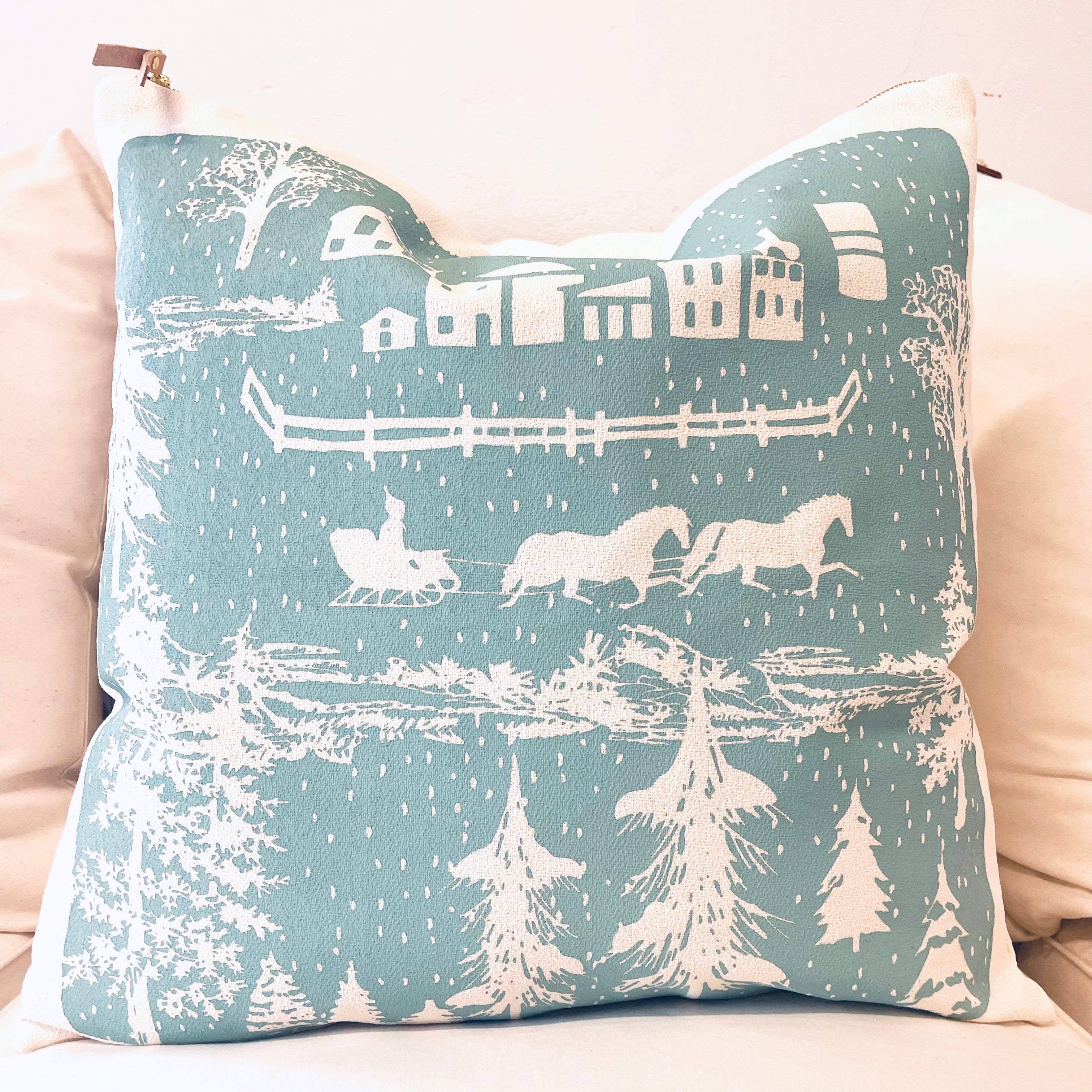 FARMHOUSE TOILE WINTER PILLOW COVER 20X20