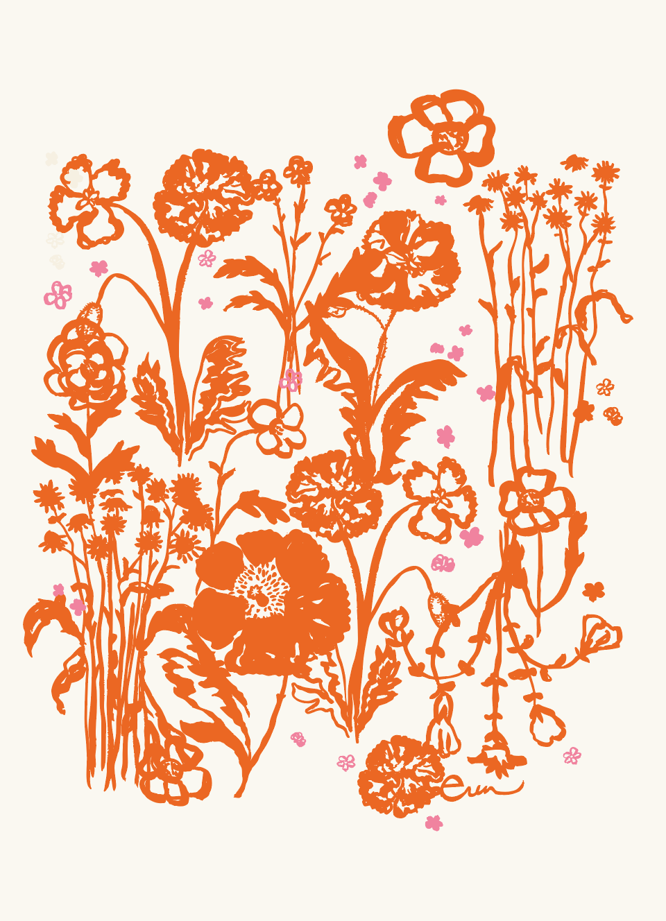 FLAGGY MEADOW COLLAGE IN MANGO GICLEE PAPER ART PRINT
