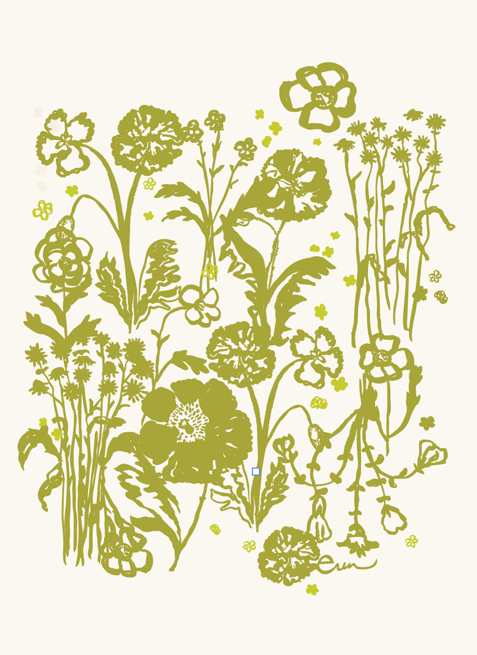 FLAGGY MEADOW COLLAGE IN GREEN GICLEE PAPER ART PRINT