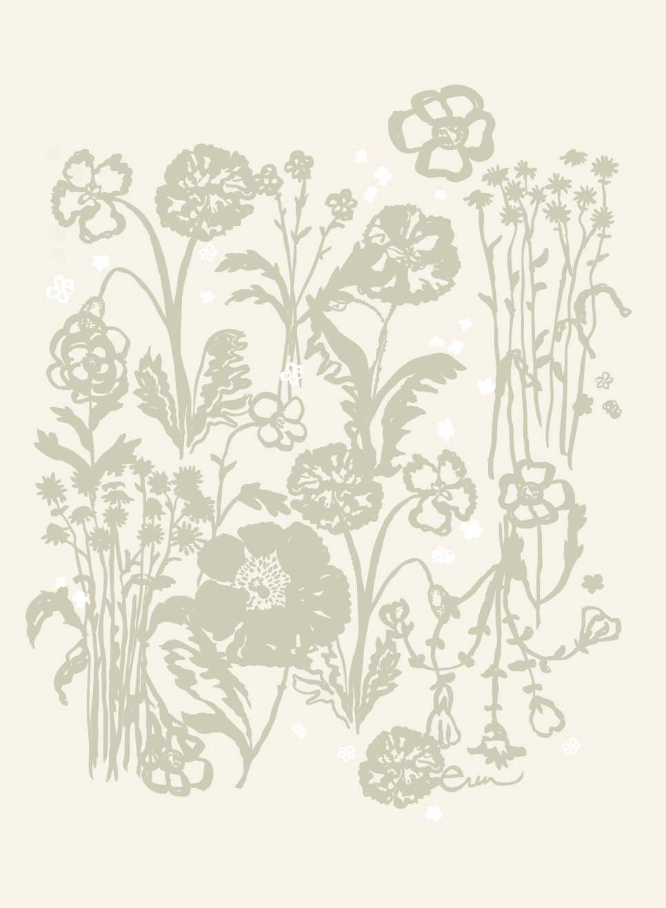 FLAGGY MEADOW COLLAGE IN OATMEAL + WHITE GICLEE PAPER ART PRINT