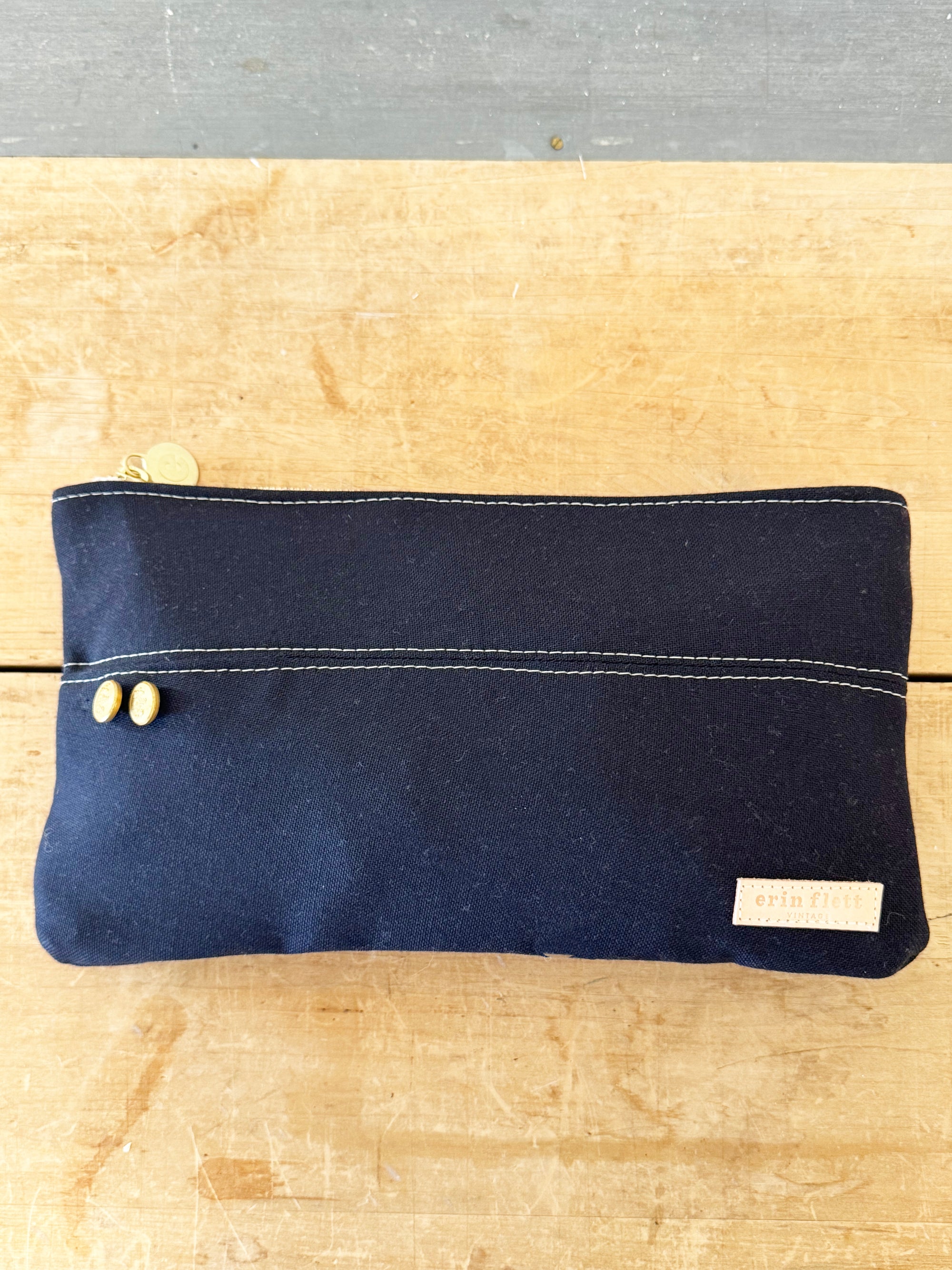 Vintage Navy Suit Clutch - Erin print inside