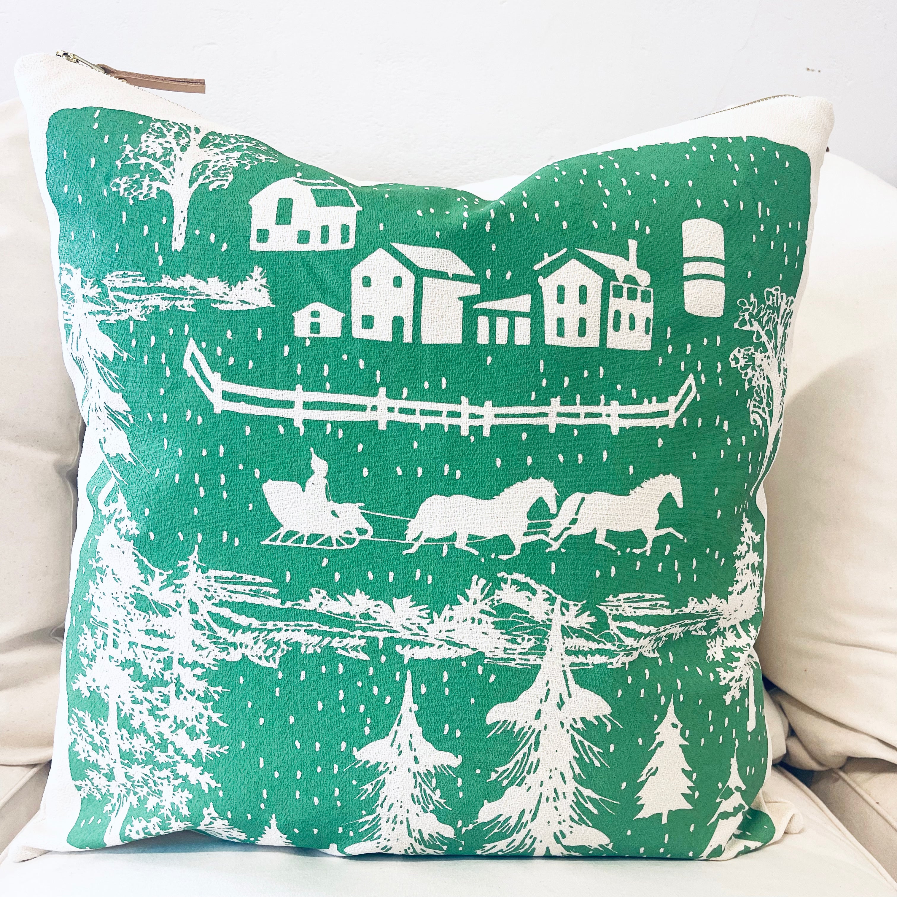 FARMHOUSE TOILE WINTER PILLOW COVER 20X20