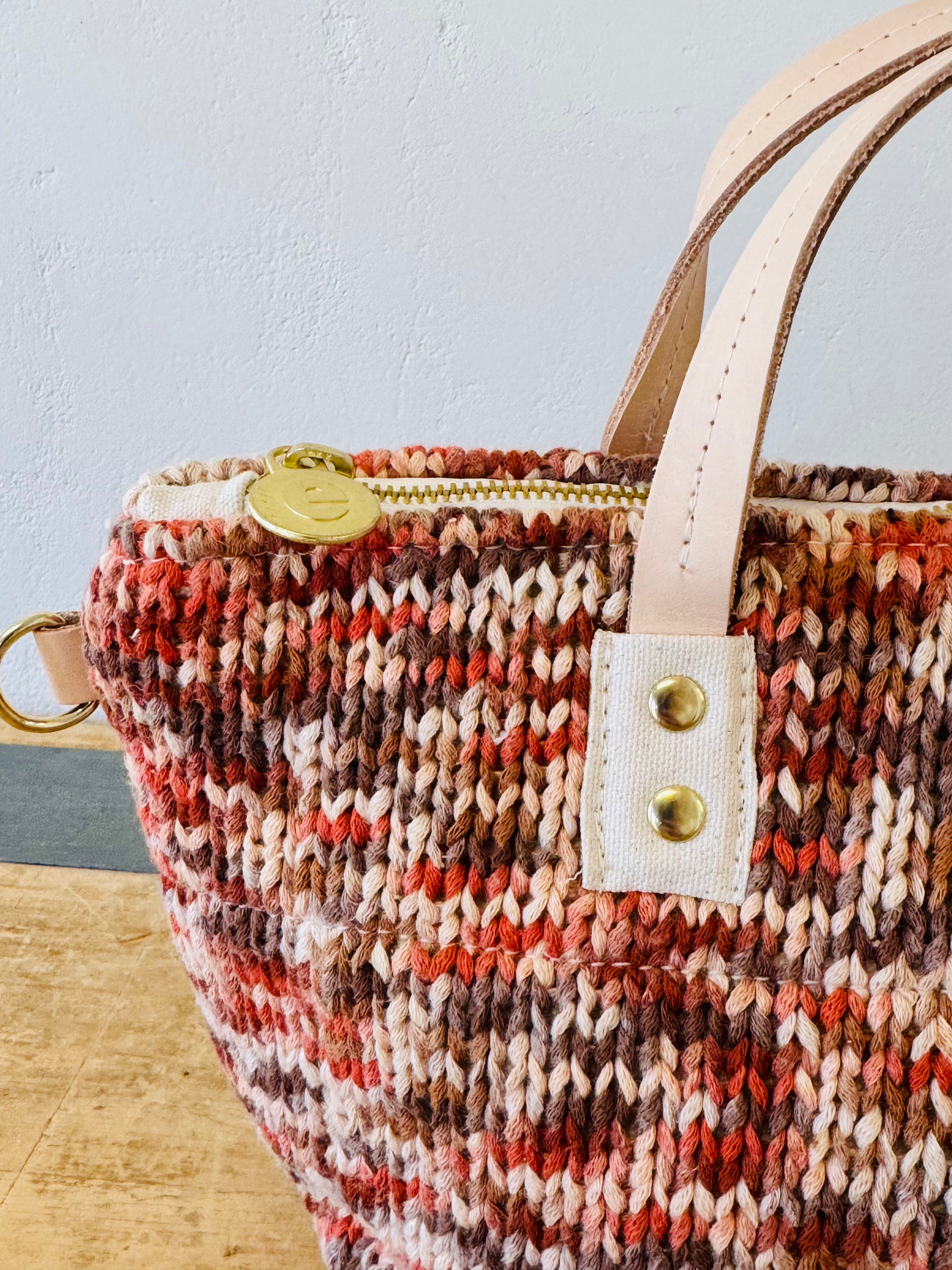 Vintage Cotton Woven Sweater Satchel Bag - Small