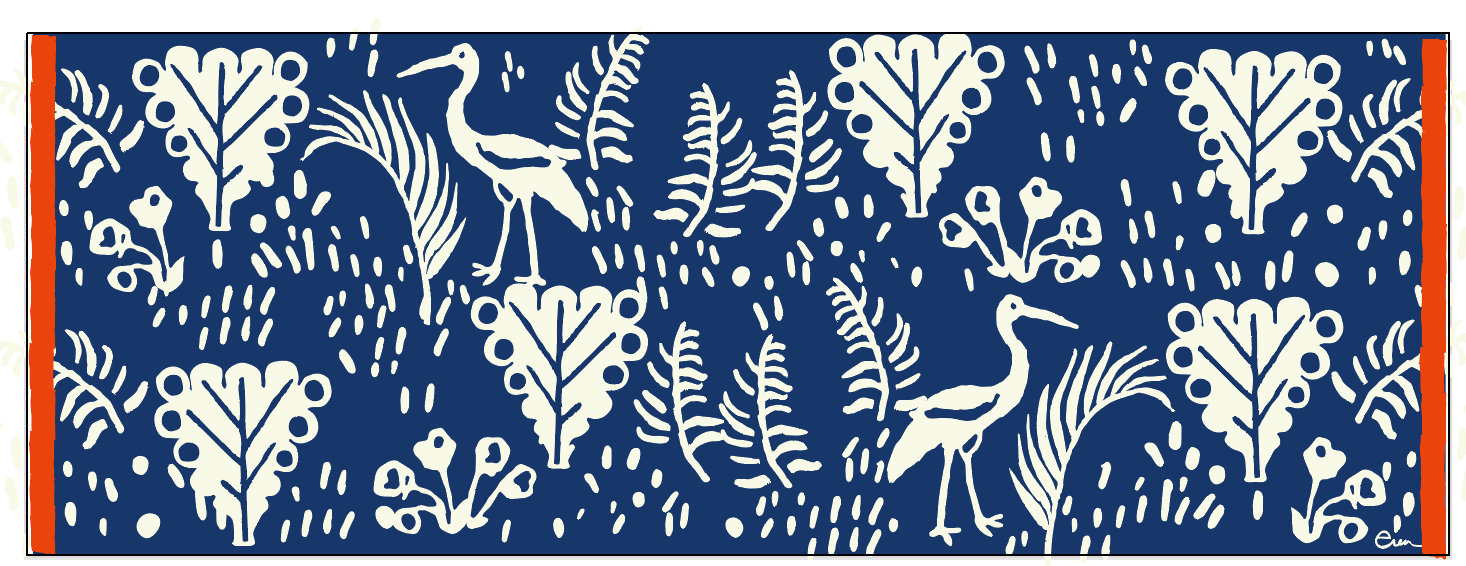 100% WOOL NAVY + RED CRANE SCARF + GIFT BOX