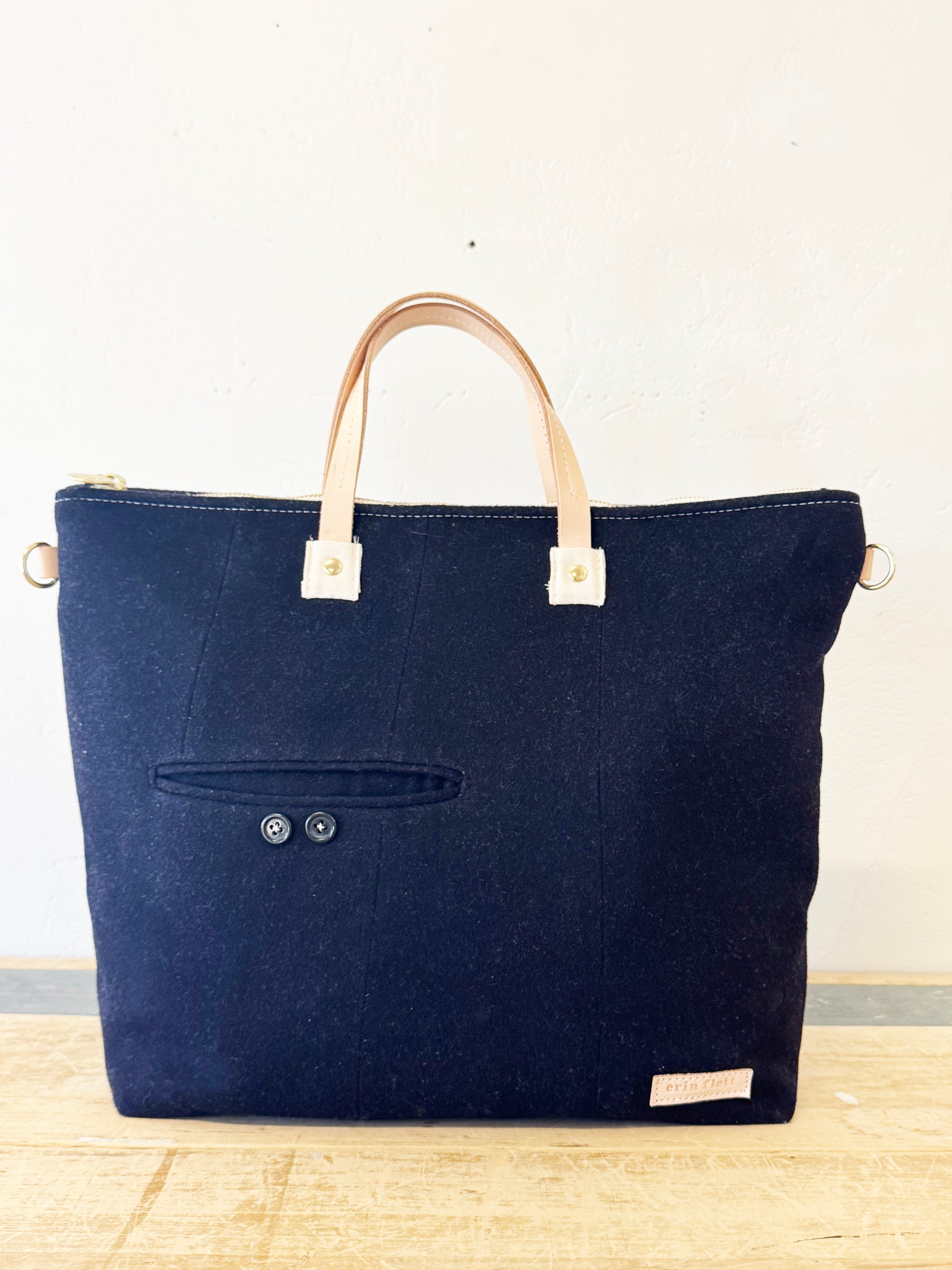 Vintage Navy Suit Folder Bag + Brass Buttons (Erin's Fav piece!)