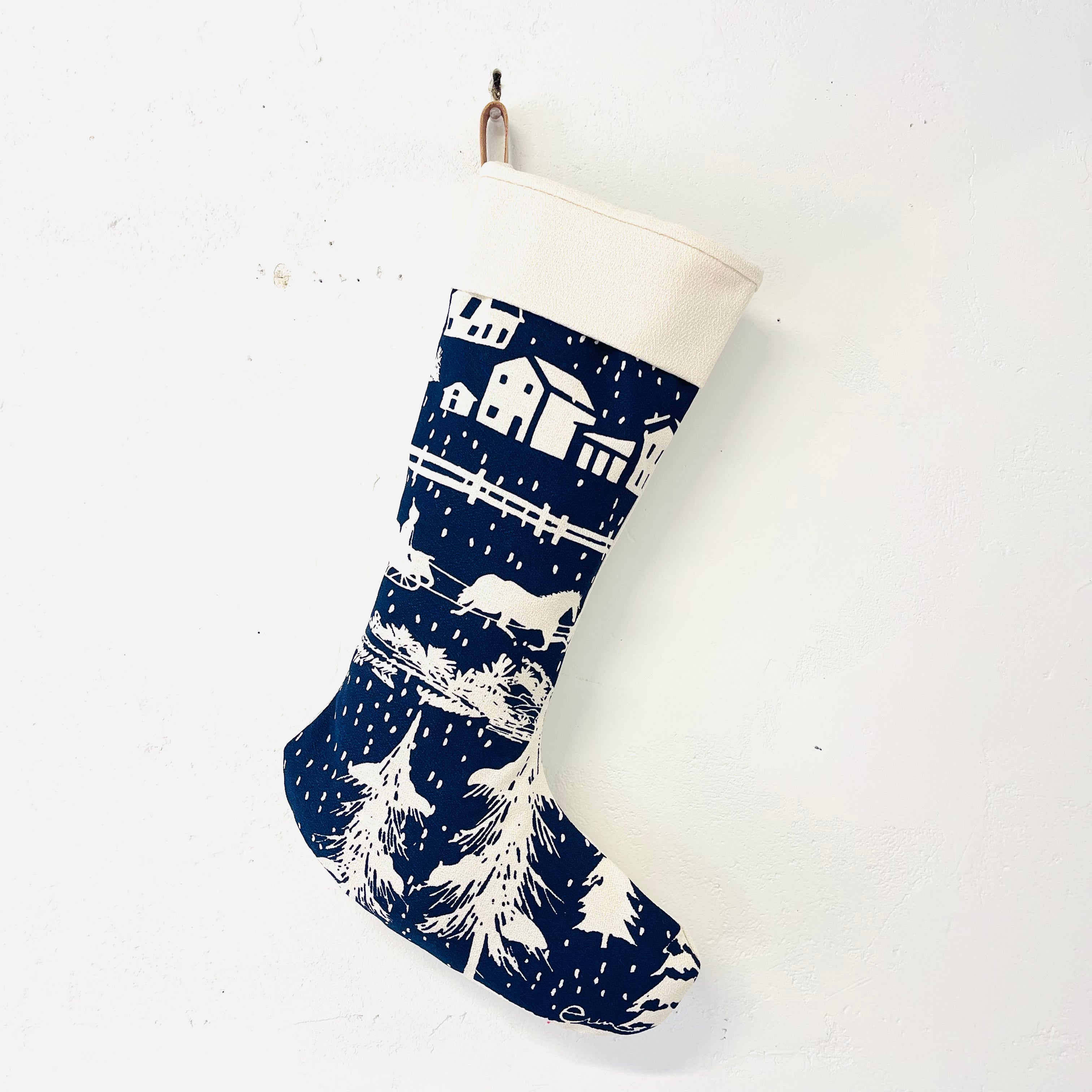 FARMHOUSE TOILE WINTER STOCKING
