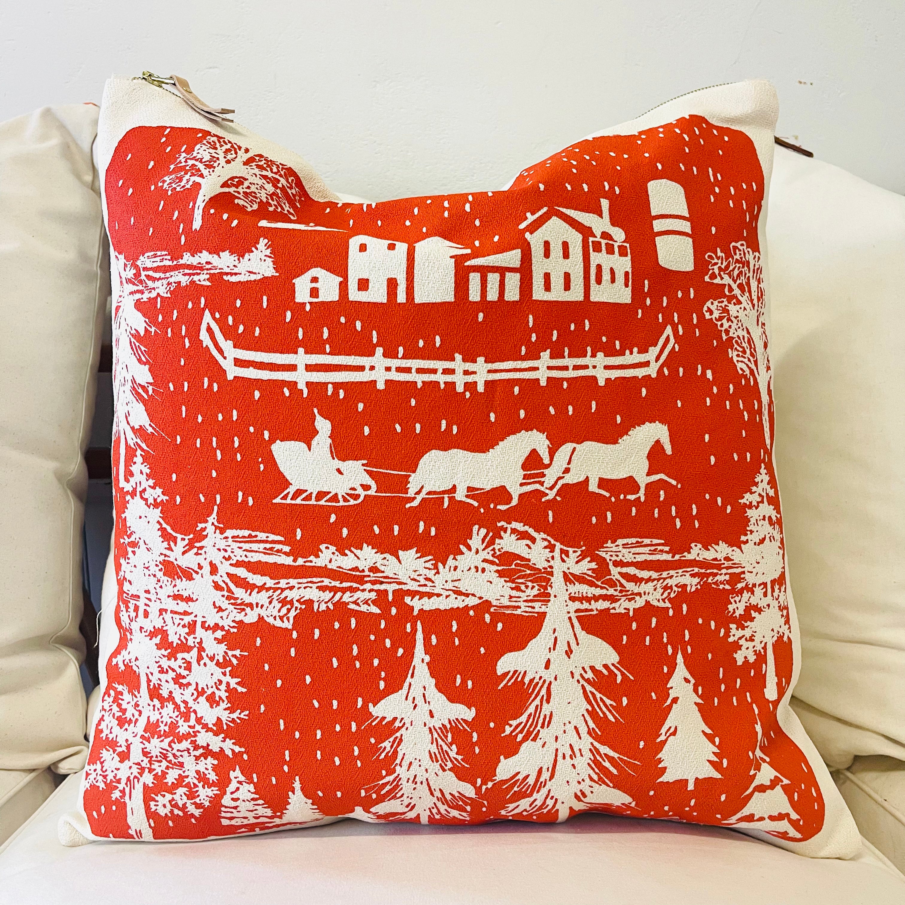 FARMHOUSE TOILE WINTER PILLOW COVER 20X20