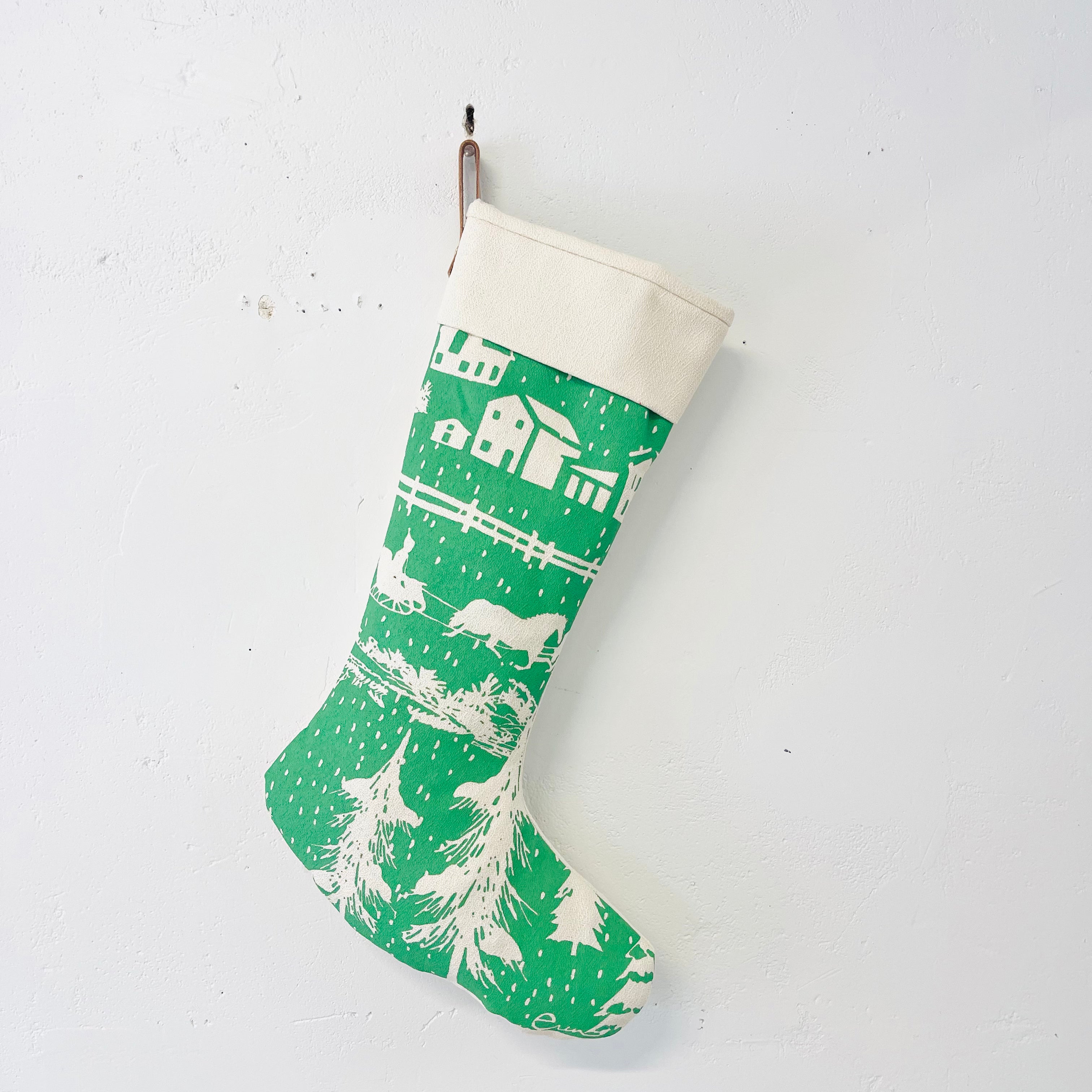 FARMHOUSE TOILE WINTER STOCKING