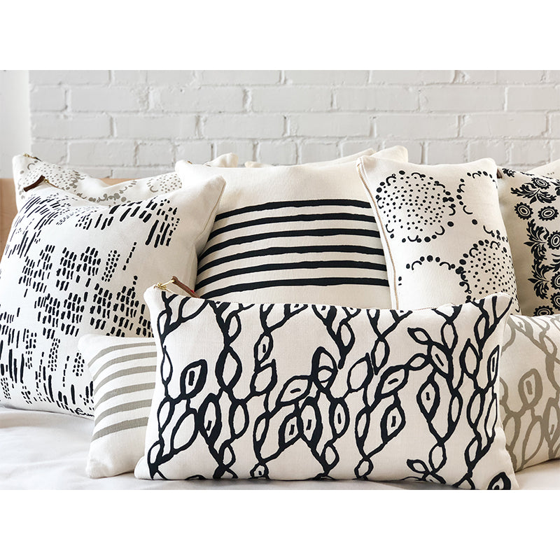 WORN BLACK 6 LINE PILLOW