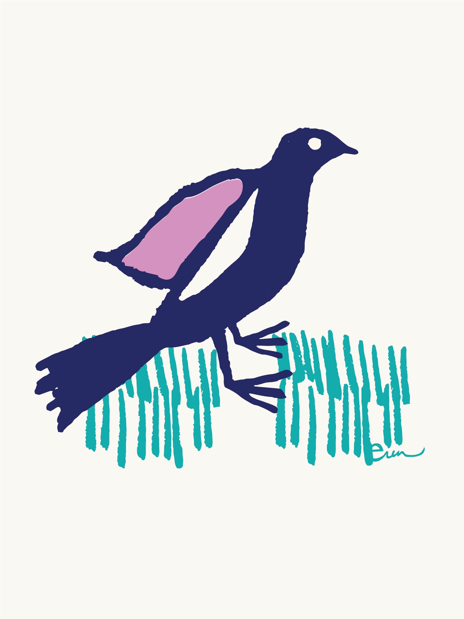 NAVY BIRD GICLEE PAPER ART PRINT