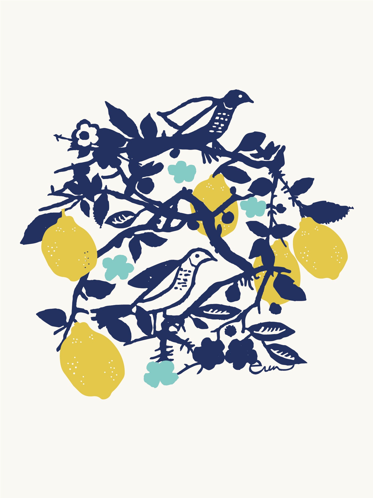 NAVY LEMON TREE GICLEE PAPER ART PRINT