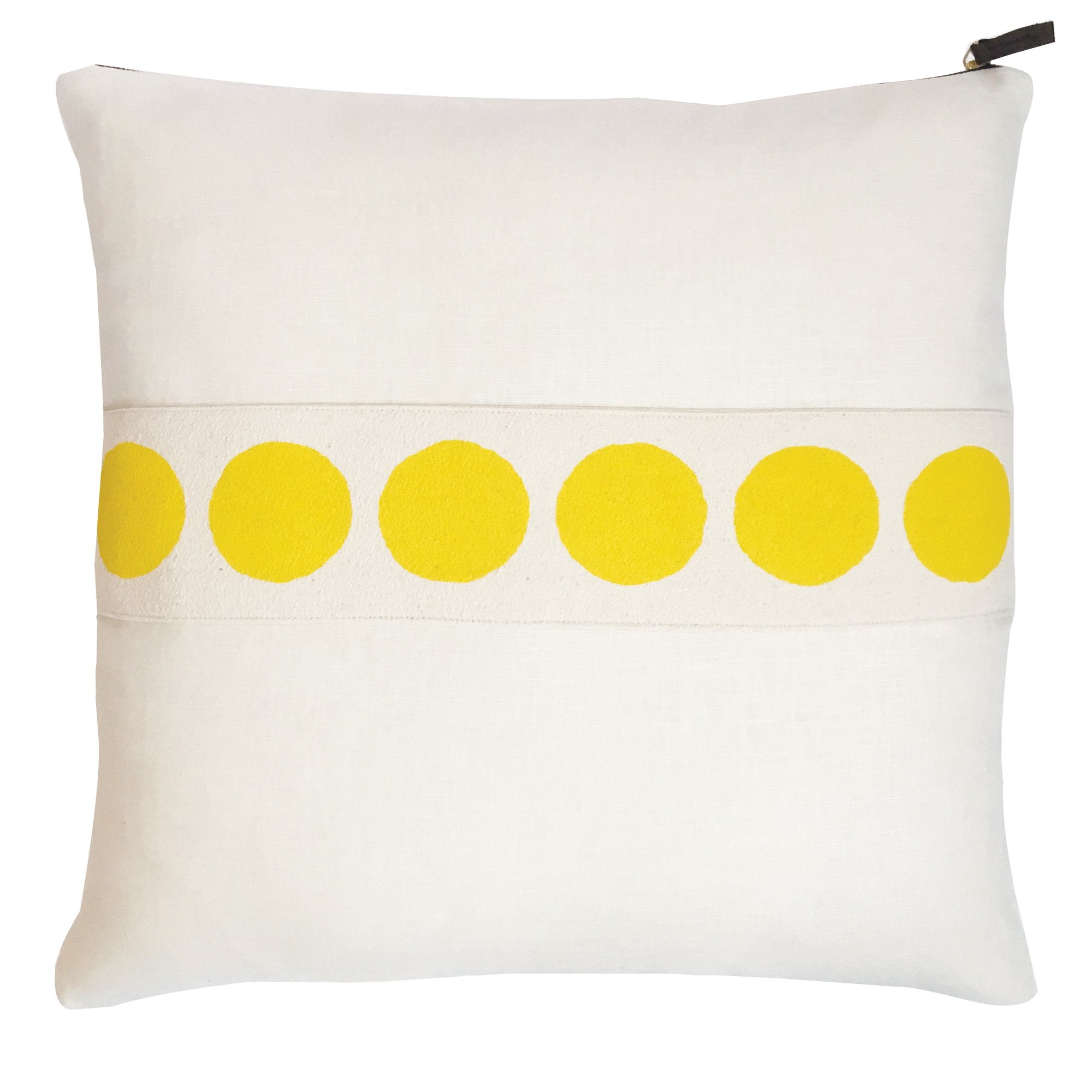 LEMON CIRCLE BAND OYSTER LINEN PILLOW