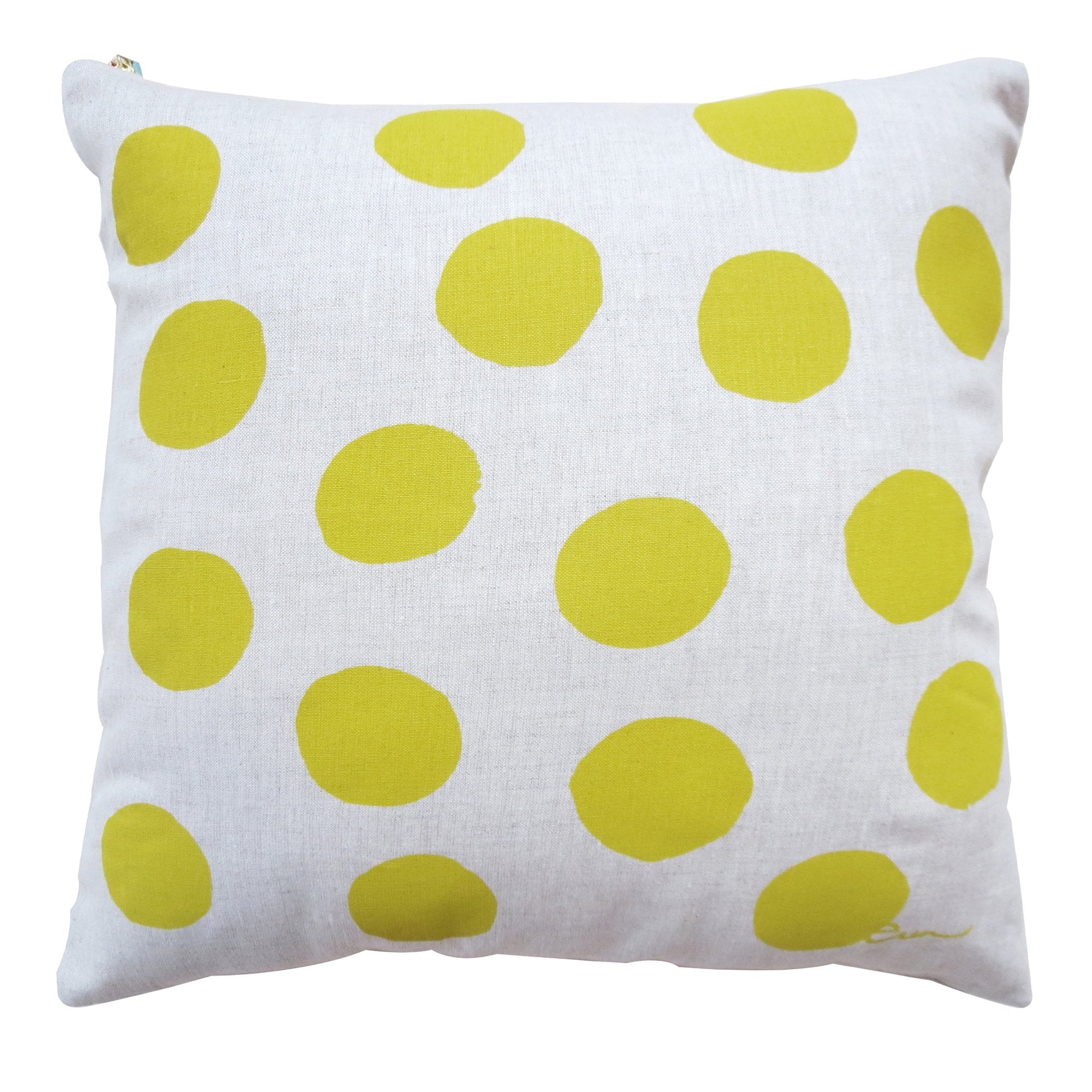 GOLDEN ROD BIG DOT OATMEAL LINEN PILLOW