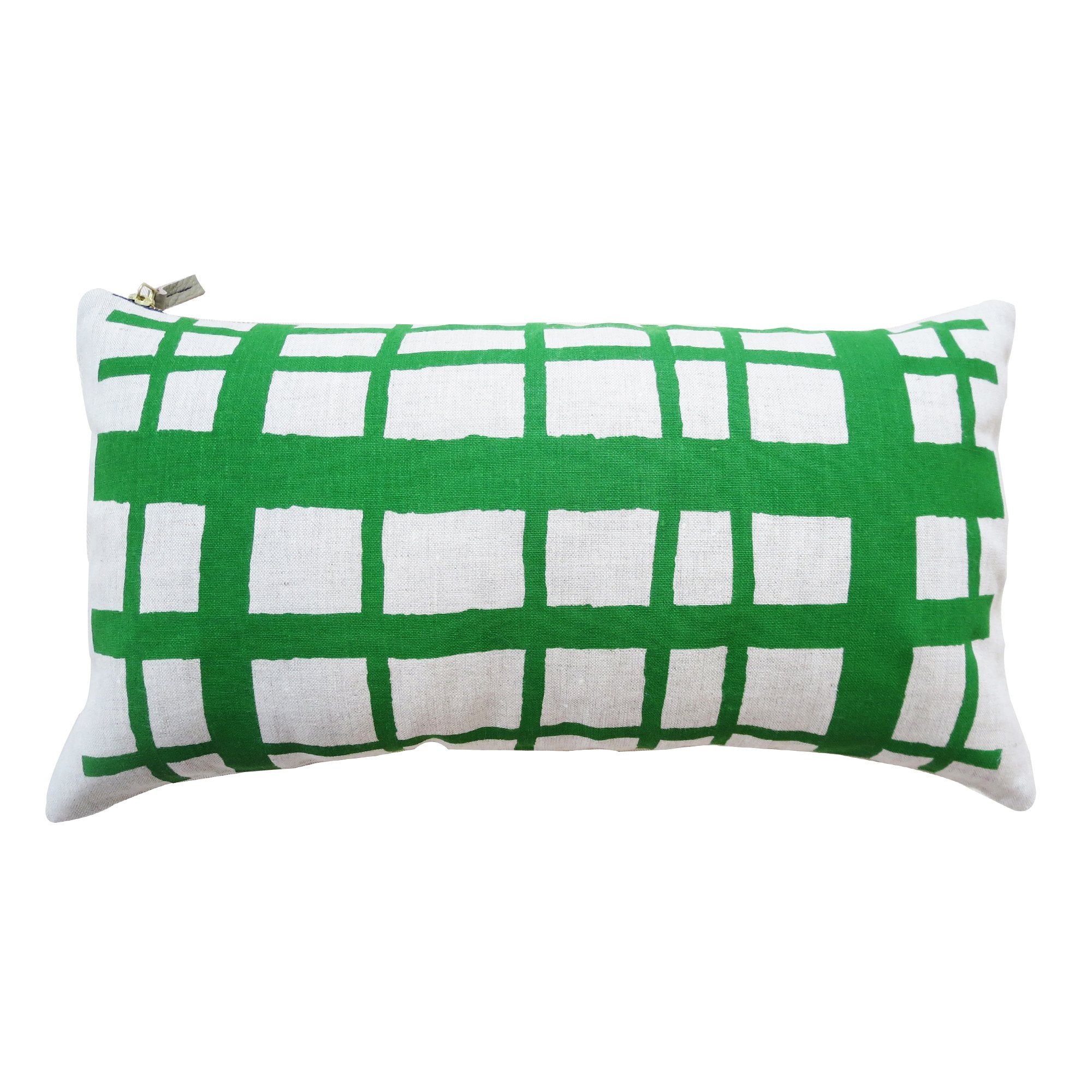 KELLY GREEN PICNIC OATMEAL LINEN PILLOW