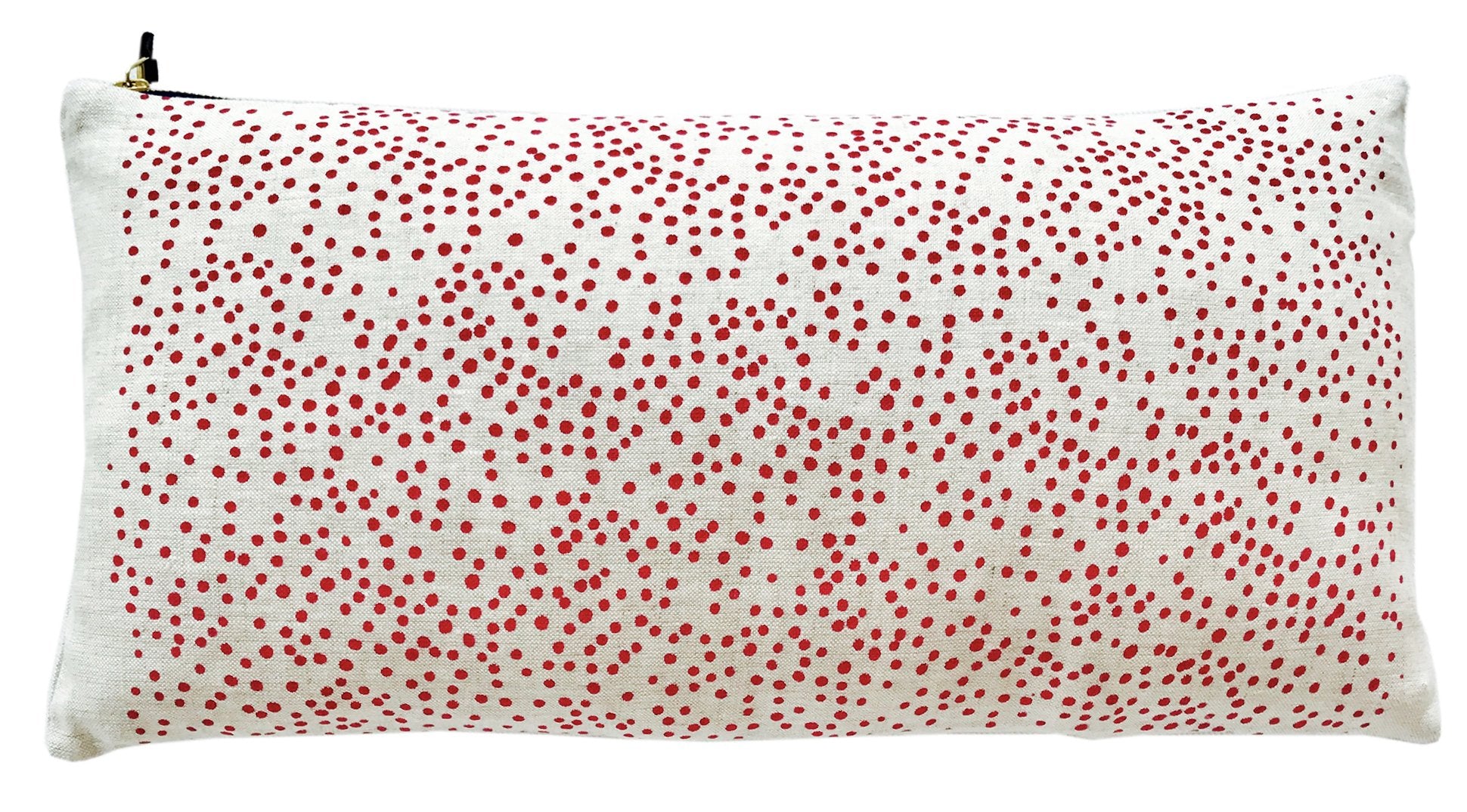 RED POLKA DOT LINEN PILLOW