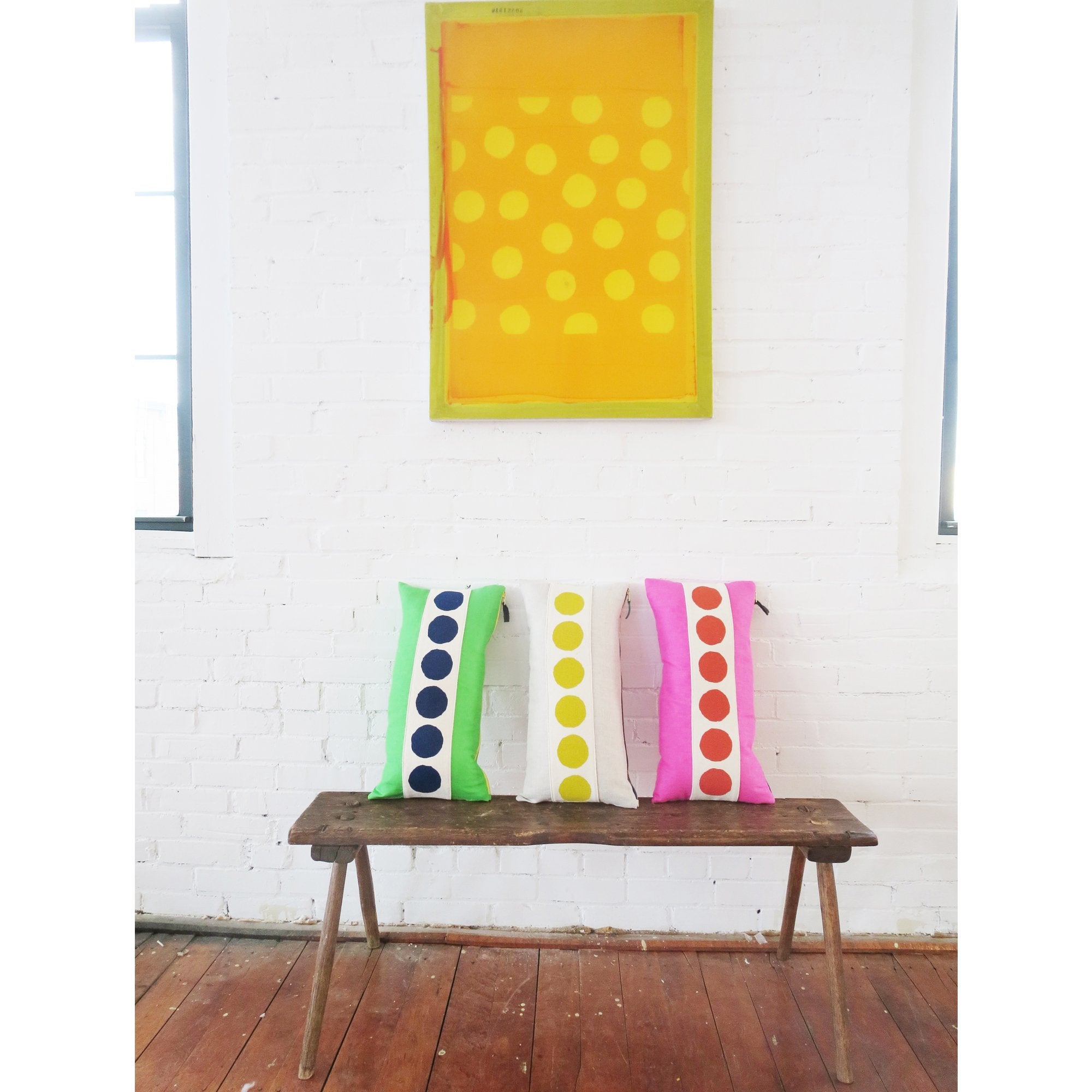 POLKA DOT HOT PINK LINEN PILLOW